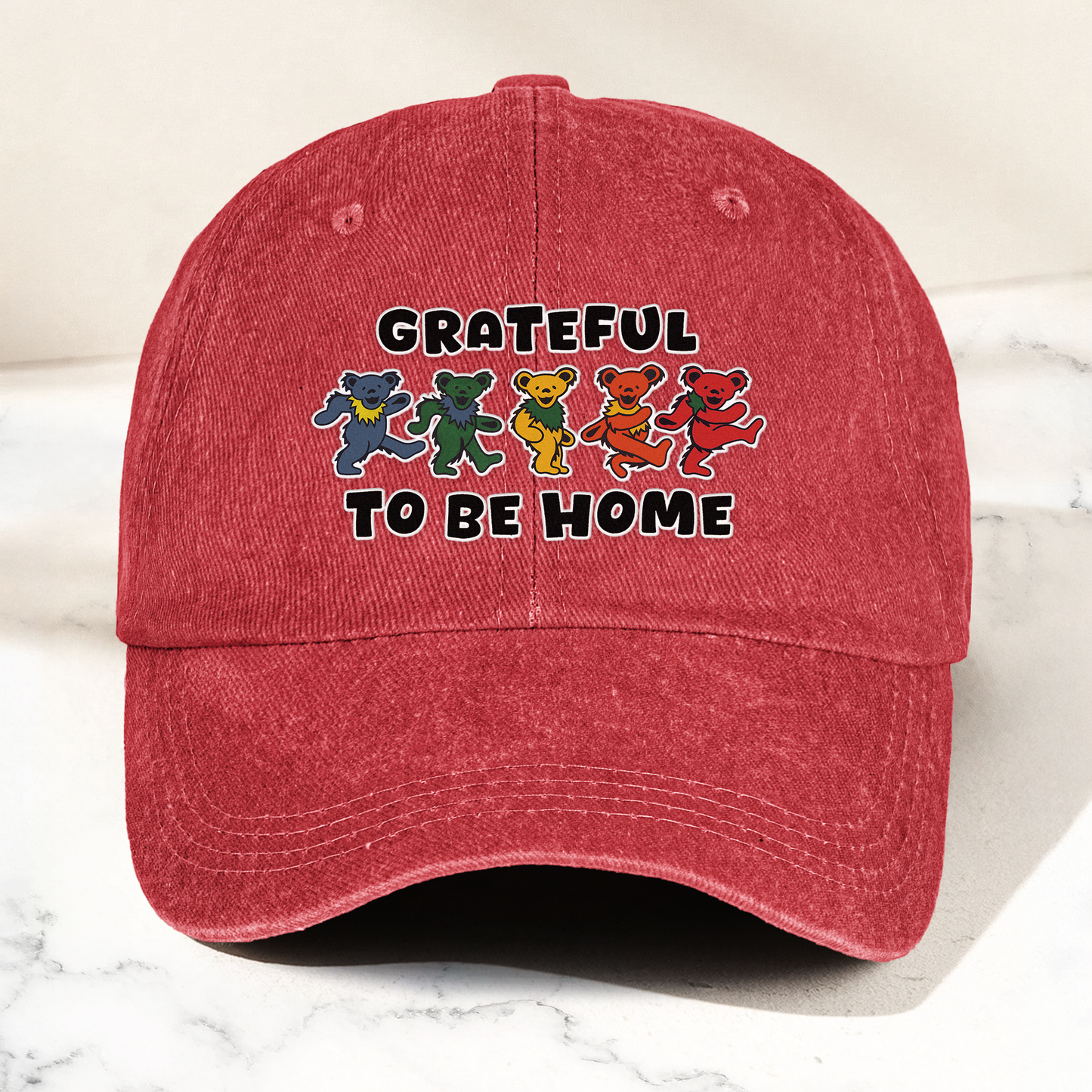 Grateful Dead Denim Cap – Dancing Bears “Grateful To Be Home” Dad Hat ( With Box)