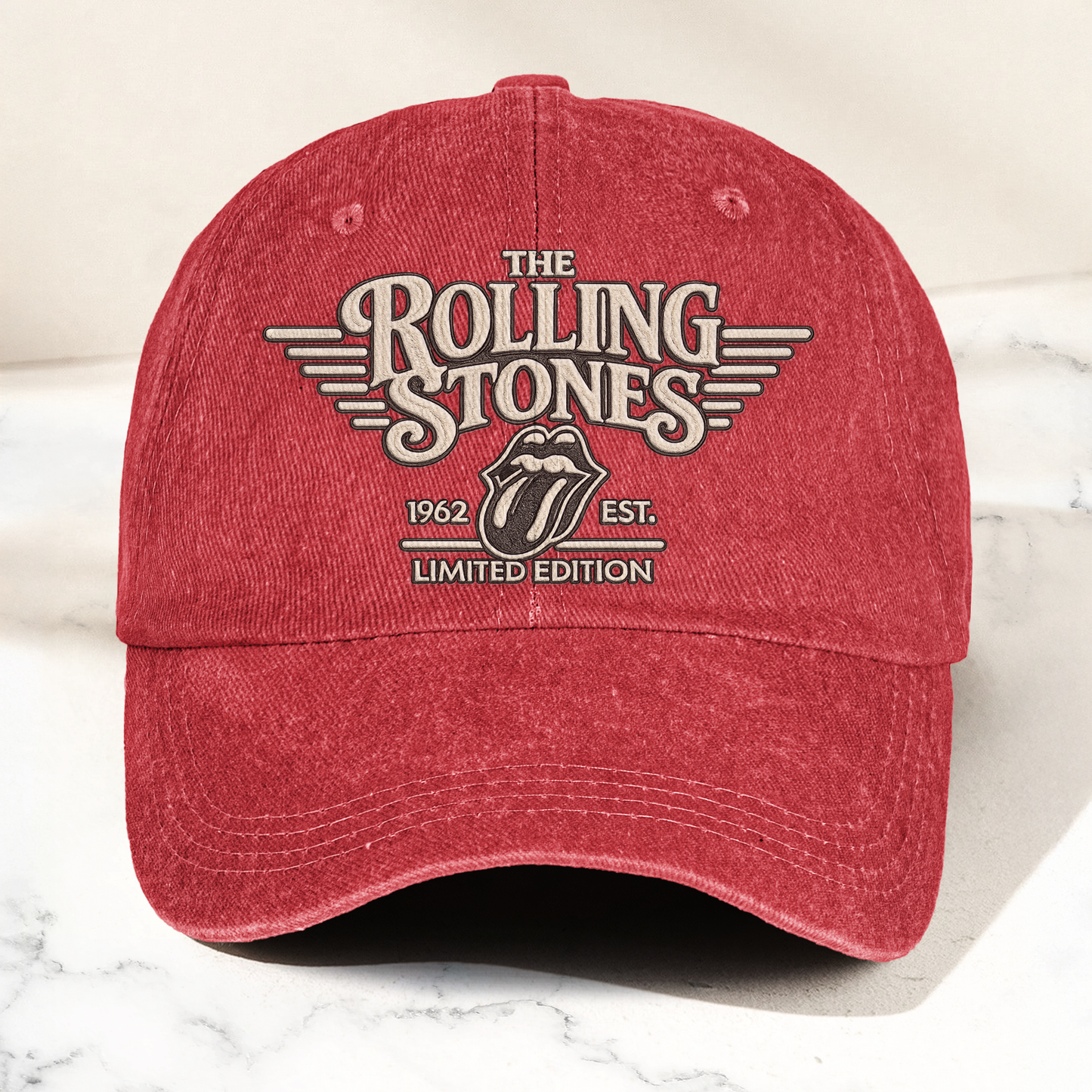 The Rolling Stones Tongue Logo Est 1962 Denim Cap – Retro Vintage Dad Cap Gift For Dad (With Box)