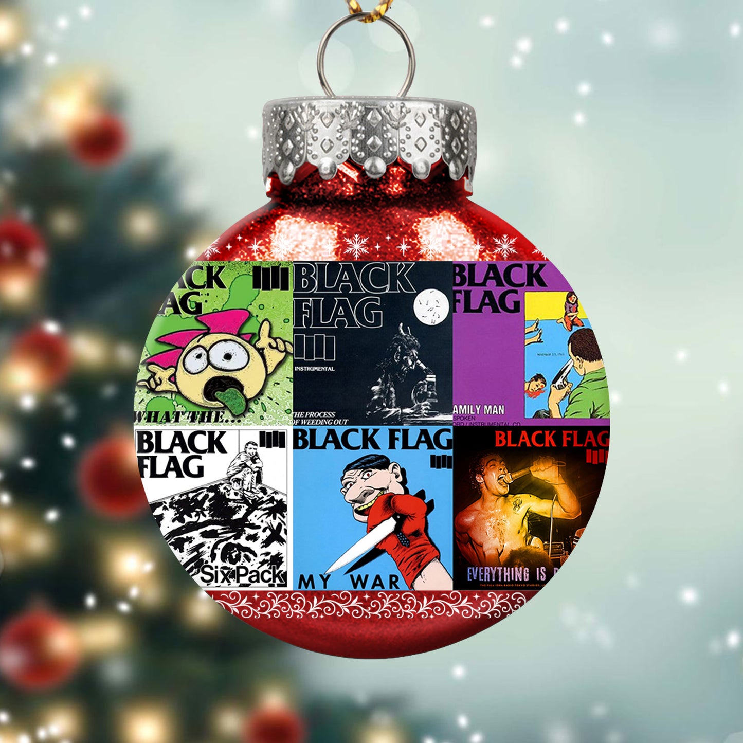Black Flag Album Collage Ornament – Punk Rock Christmas Decoration