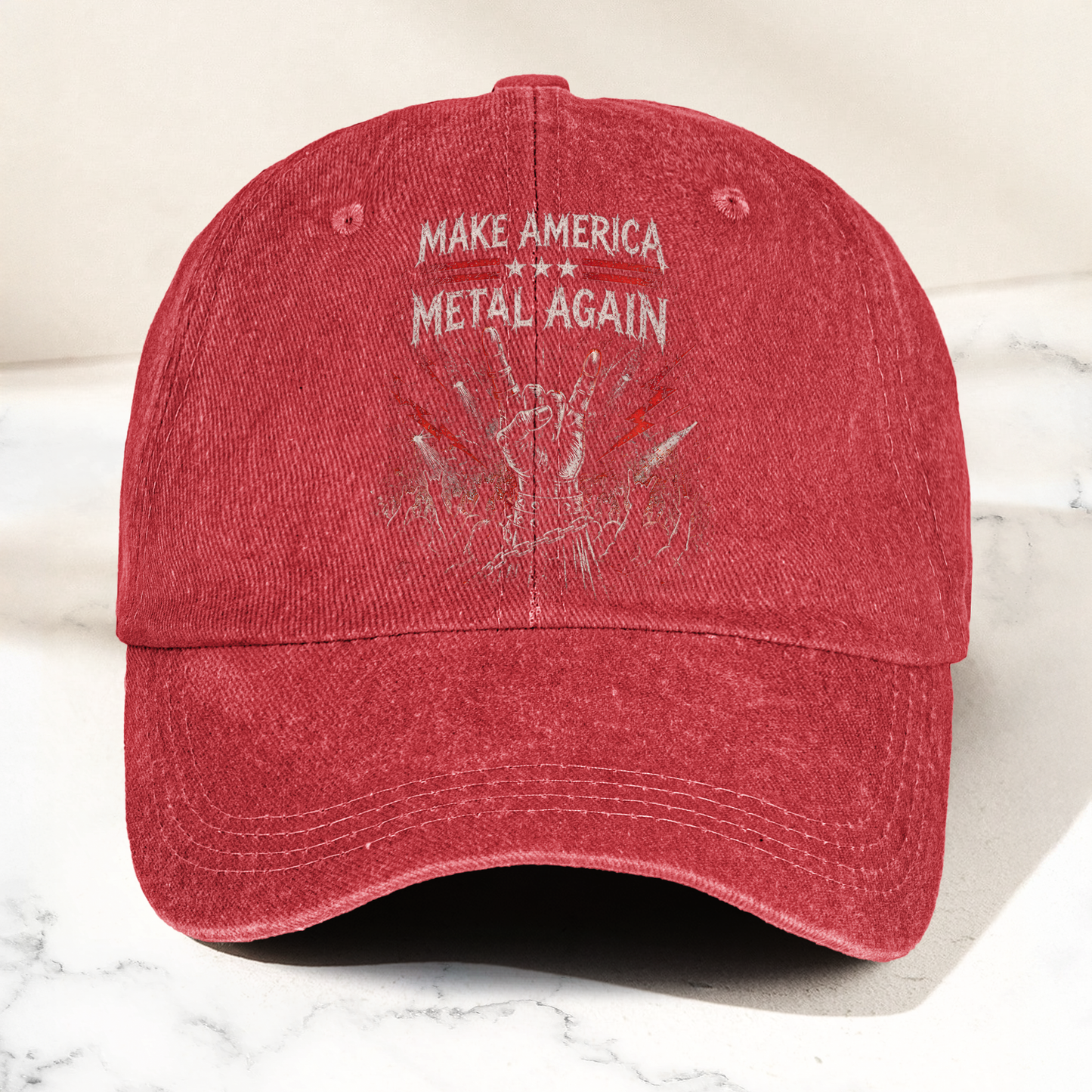 Make America Metal Again Denim Cap – Heavy Metal Emo Dad Cap Gift For Dad (With Box)