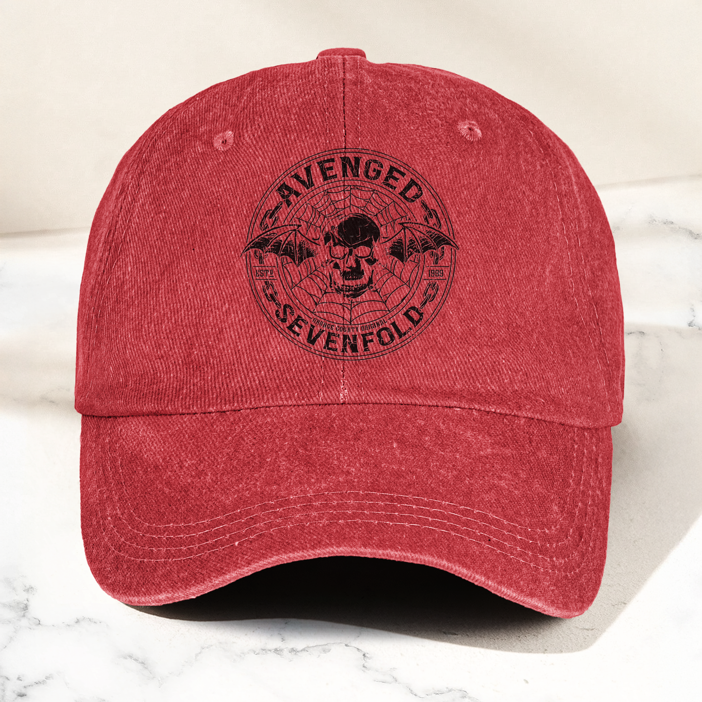 Avenged Sevenfold Deathbat Logo Denim Cap – Retro Vintage Dad Cap Gift For Dad (With Box)