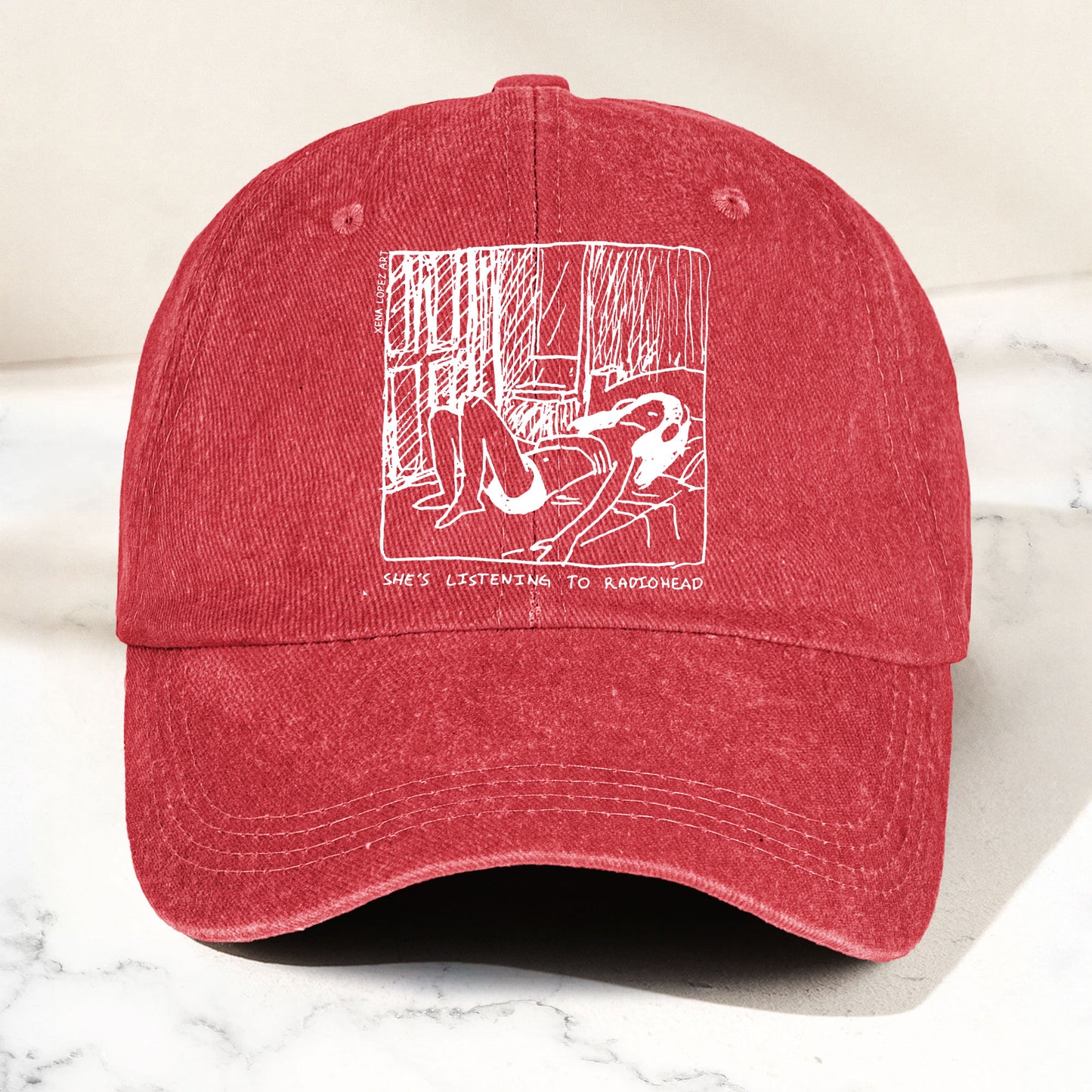 She's Listening to Radiohead Denim Cap – Retro Radiohead Tribute Merch Dad Hat (With Box)