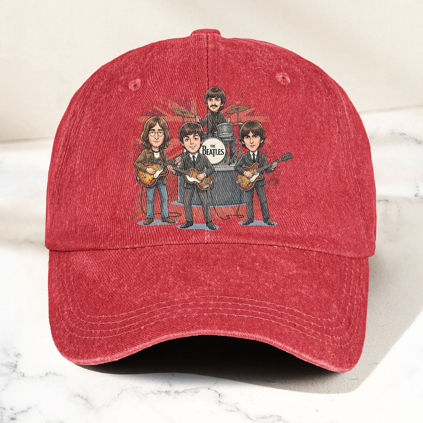The Beatles And Their Instruments Cartoon Denim Cap – Retro Music Fan Cap Gift For Dad (With Box)