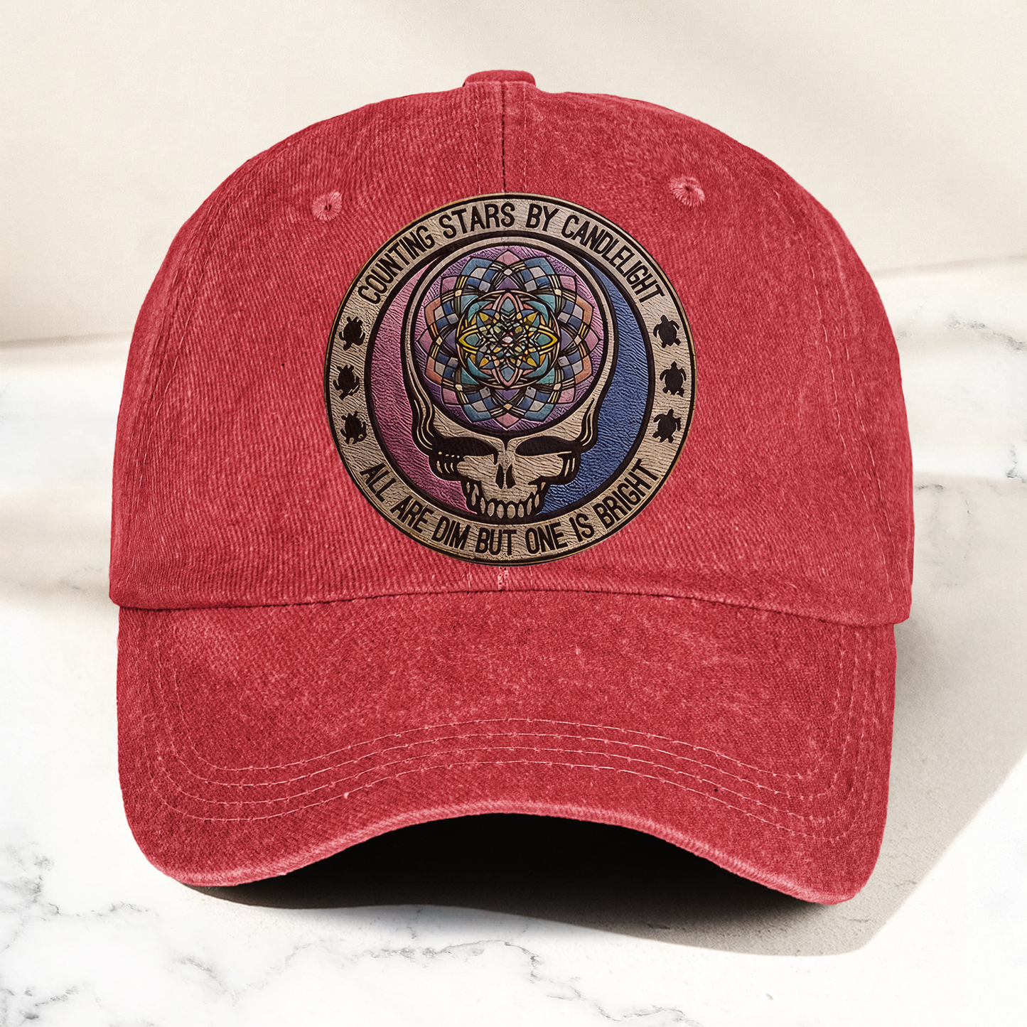 Grateful Dead Steal Your Face Terrapin Station Song Denim Cap – Retro Vintage Dad Cap Gift For Dad (With Box)