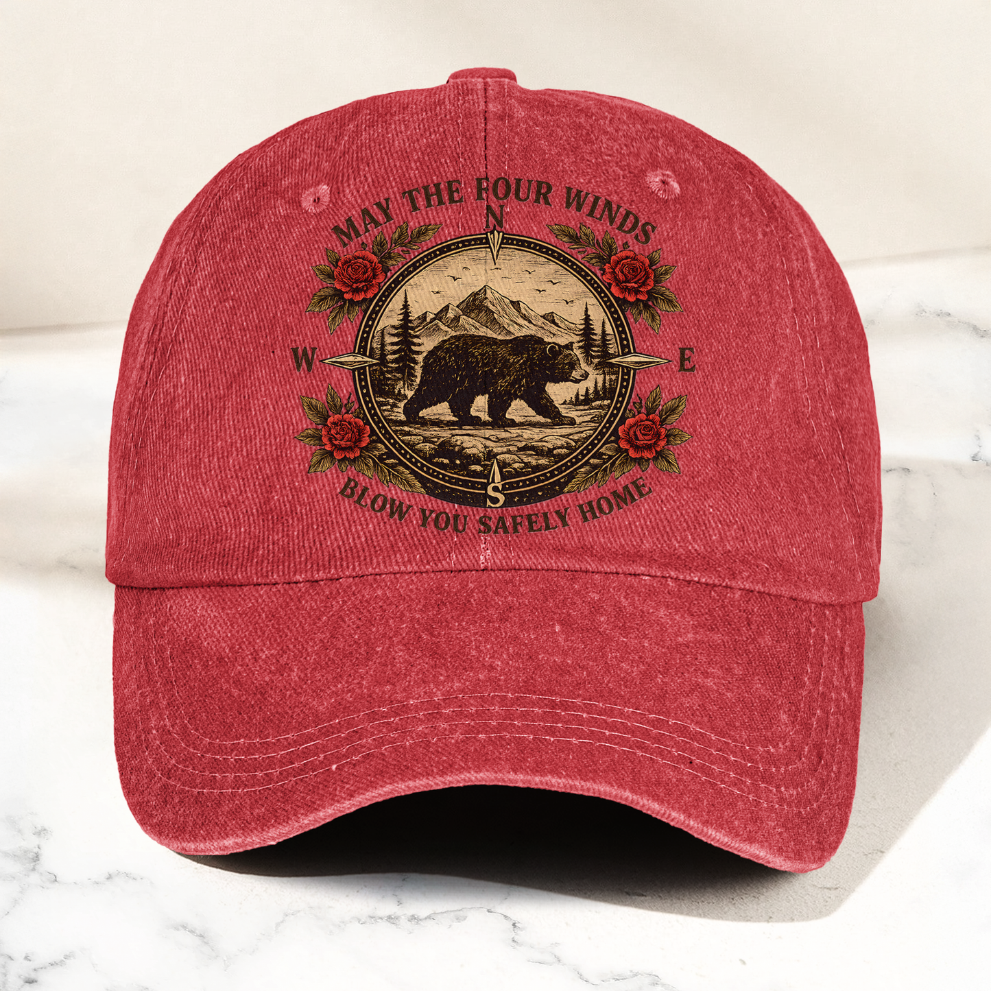 Grateful Dead Franklin's Tower May The Four Winds Blow You Safely Home Bear Nature Graphic Denim Cap – Retro Vintage Dad Cap Gift For Dad (With Box)