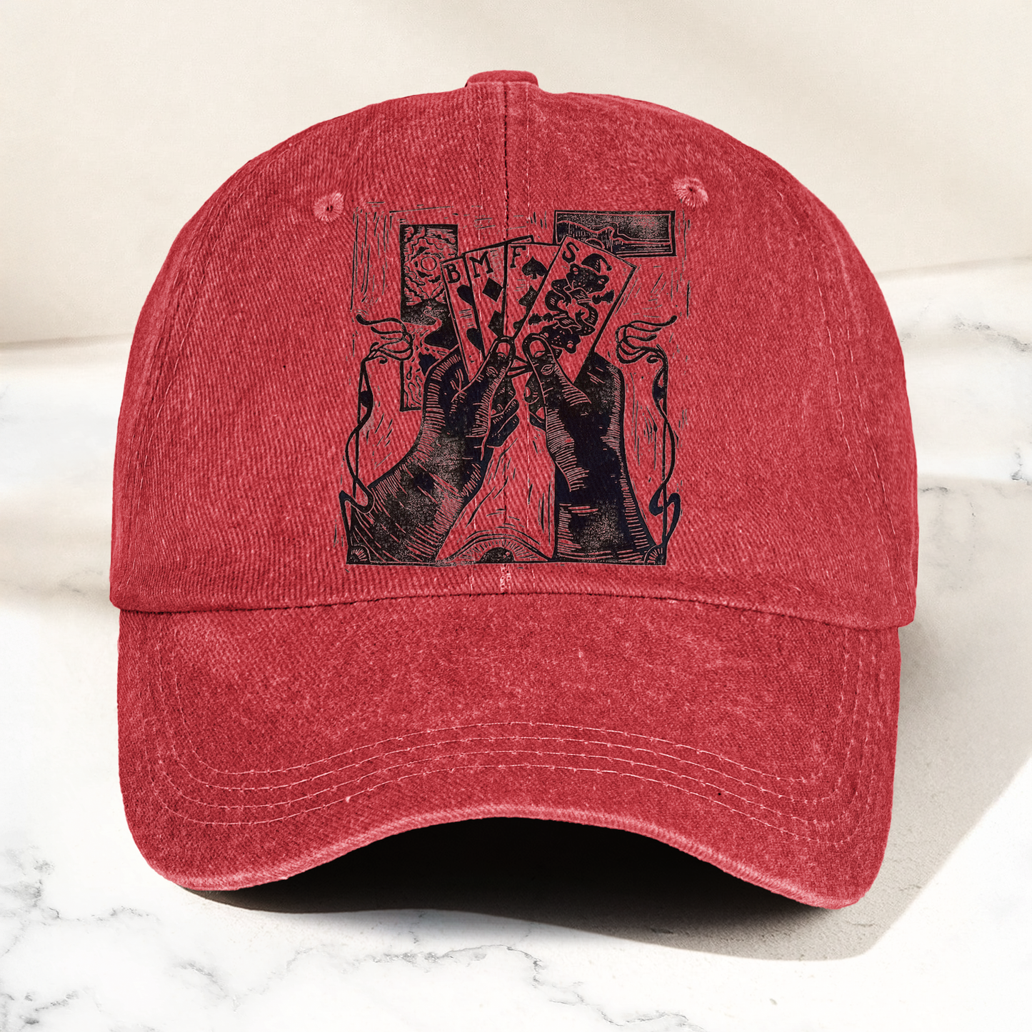 Billy Strings BMFS Playing Cards Woodcut Graphic Music Merch Denim Cap – Retro Vintage Dad Cap Gift For Dad (With Box)