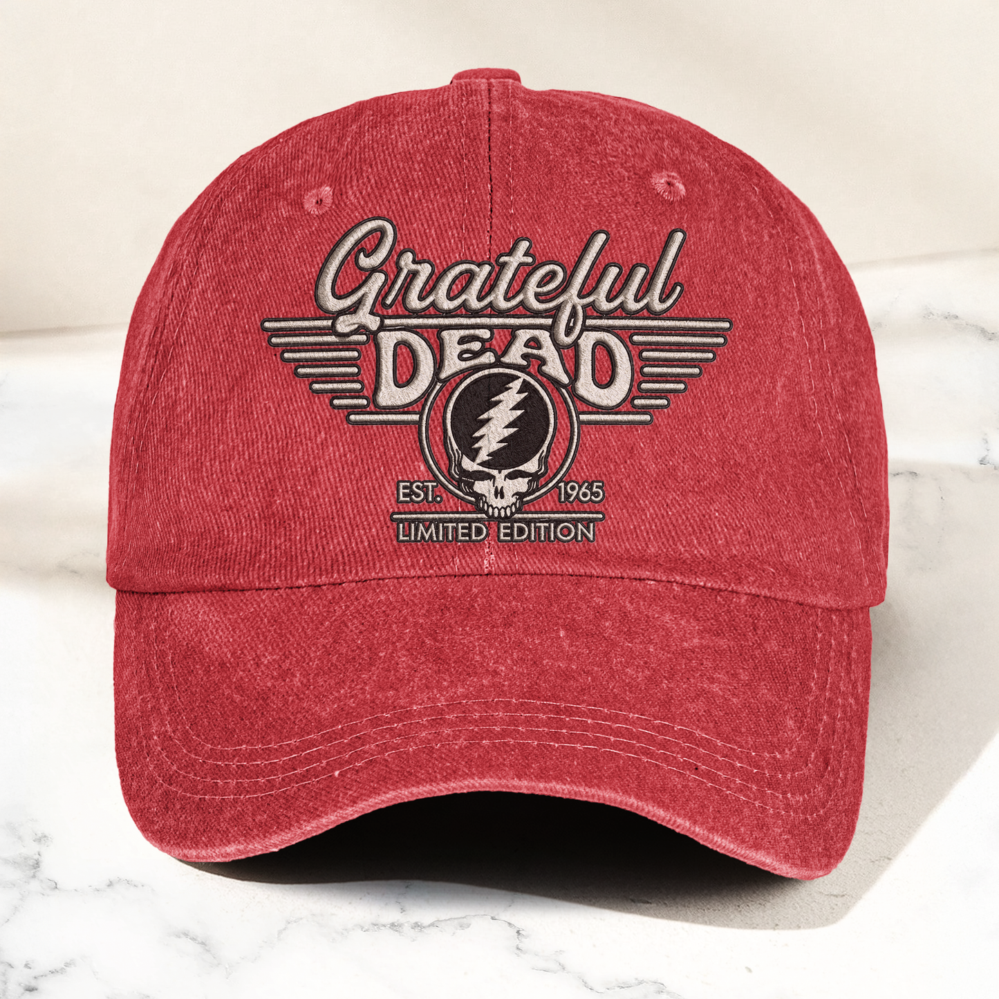 Grateful Dead Steal Your Face Est 1965 Denim Cap – Retro Vintage Dad Cap Gift For Dad (With Box)