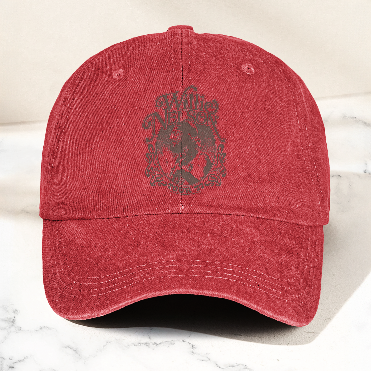 Willie Nelson Portrait Denim Cap – Retro Music Willie Nelson Cap Gift For Dad (With Box)
