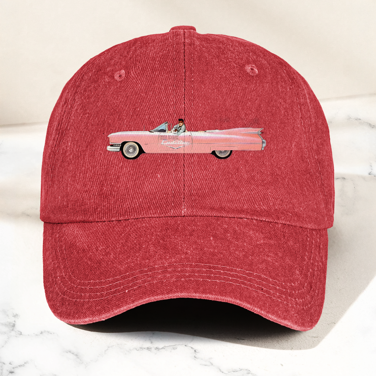 Elvis Presley The Pink Car Denim Cap – Vintage Elvis Presley Merch Gift for Dad (With Box)