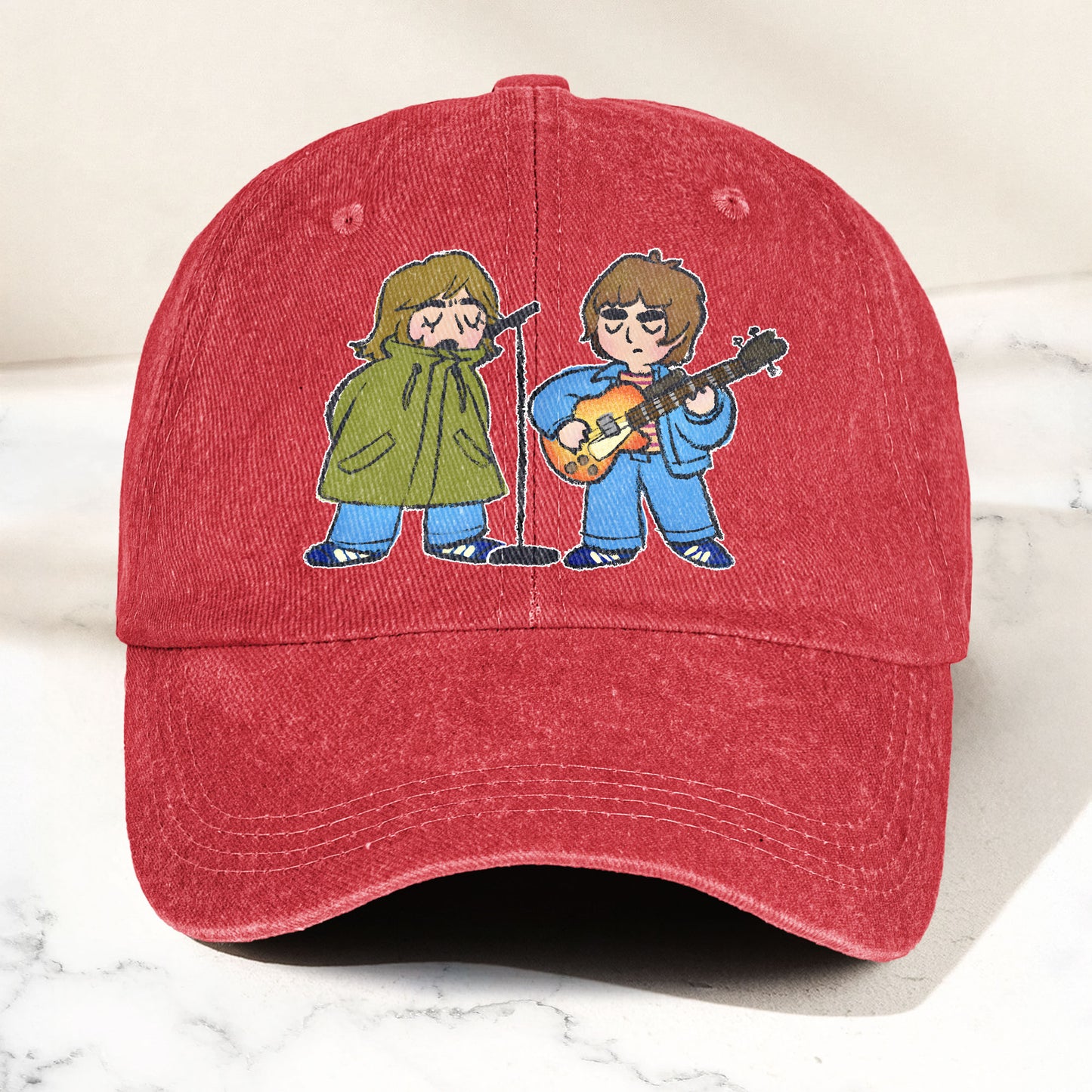 Noel & Liam Gallagher Oasis Denim Cap – Vintage Oasis Merch Gift for Dad (With Box)