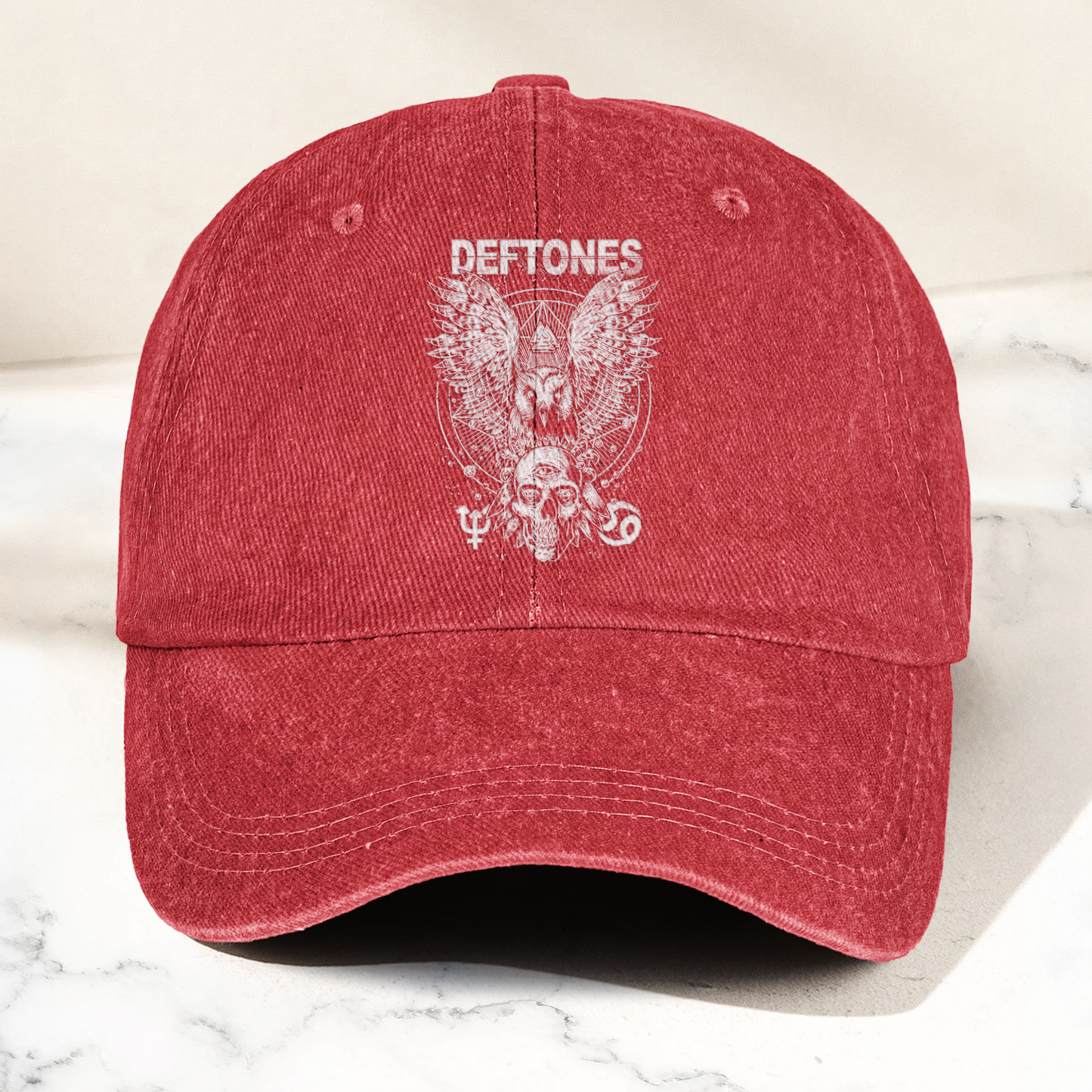 Deftones Owl Skull Vintage Dad Hat – Alternative Metal Washed Cotton Cap (With Box)