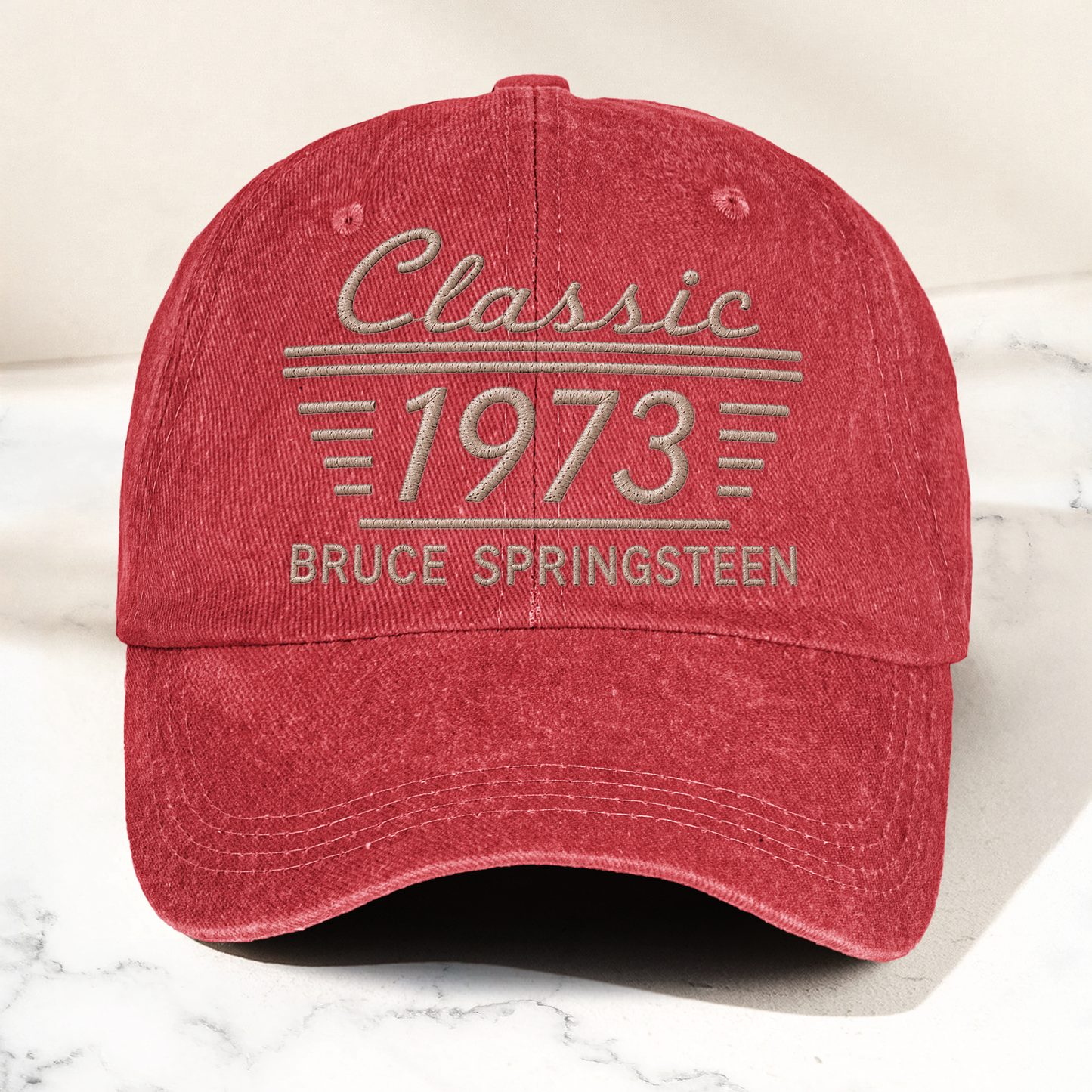 Bruce Springsteen Classic 1973 Est Heartland Rock Band Music Merch Graphic Denim Cap – Retro Vintage Dad Cap Gift For Dad (With Box)