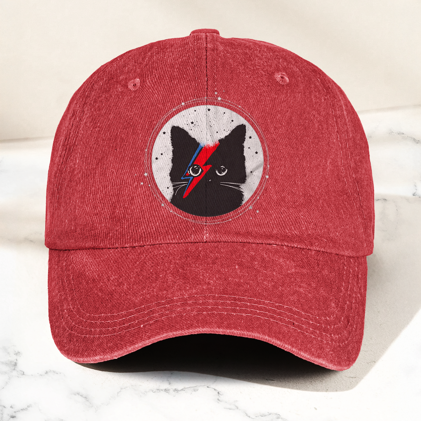 Ziggy Stardust Cat David Bowie Vintage Denim Cap – Retro Music David Bowie Cap Gift For Dad (With Box)