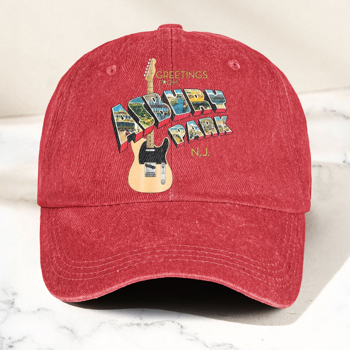 Bruce Springsteen Greetings From Asbury Park Vintage Rock Band Denim Cap- Retro Vintage Dad Cap Gift For Dad (With Box)