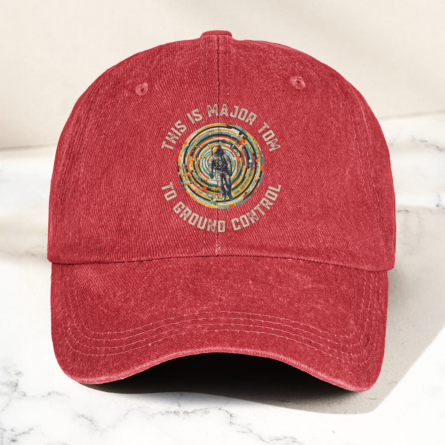 David Bowie This is Major Tom to Ground Control Denim Cap – Retro Punk Rock Music Fan Cap Gift For Dad (With Box)