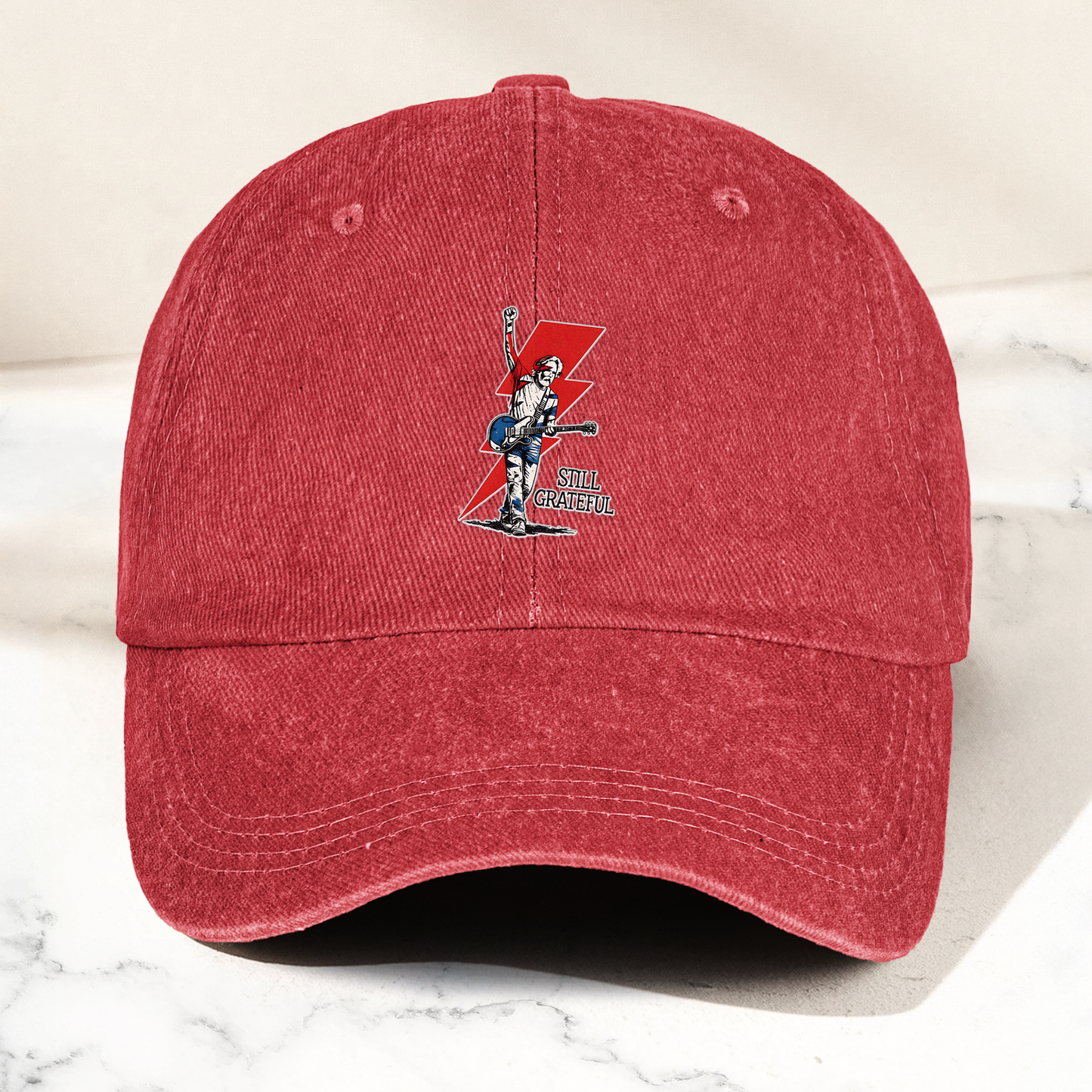 Still Grateful Lightning Guitar Dad Hat – Vintage Rock Spirit Cap