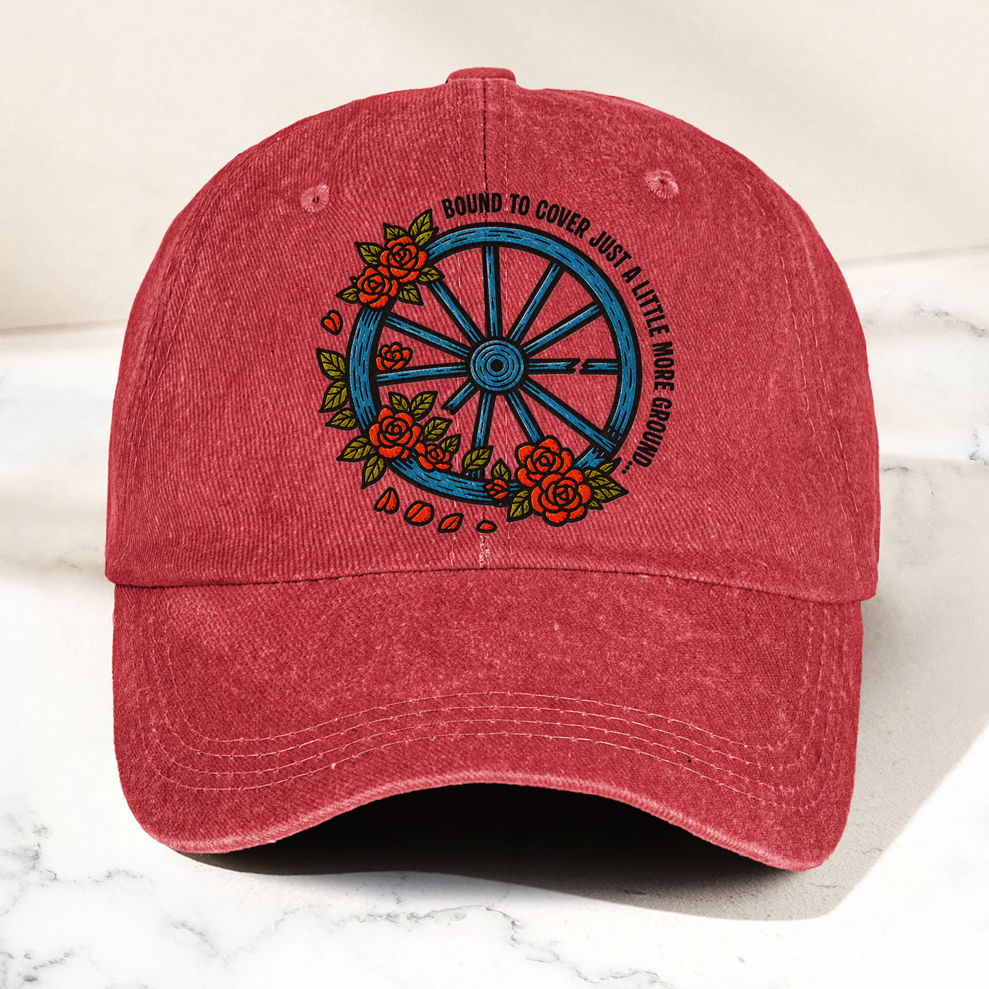 Grateful Dead Bound To Cover Just A Little More Ground Wheel Roses Denim Cap – Retro Vintage Dad Cap Gift For Dad (With Box)