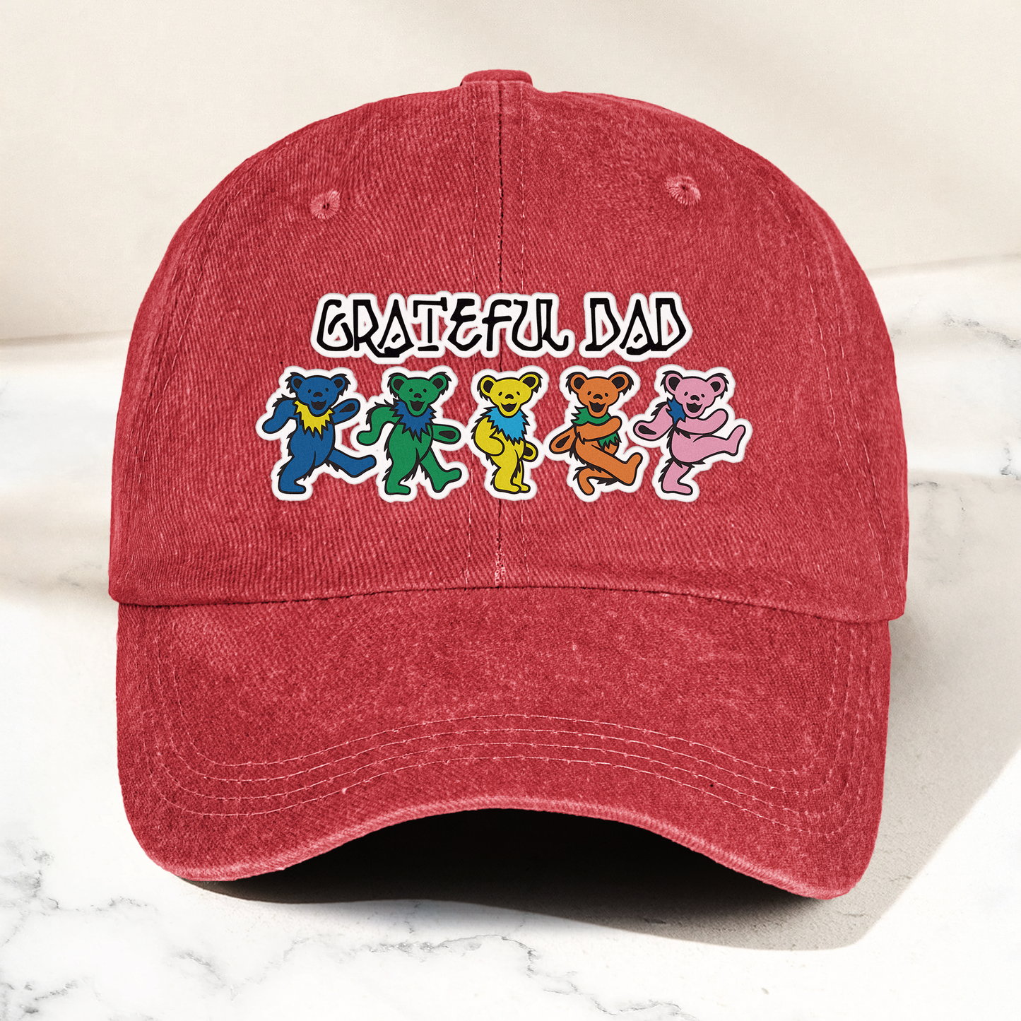Grateful Dad Denim Cap – Dancing Bears Retro Music Dad Hat (With Box)