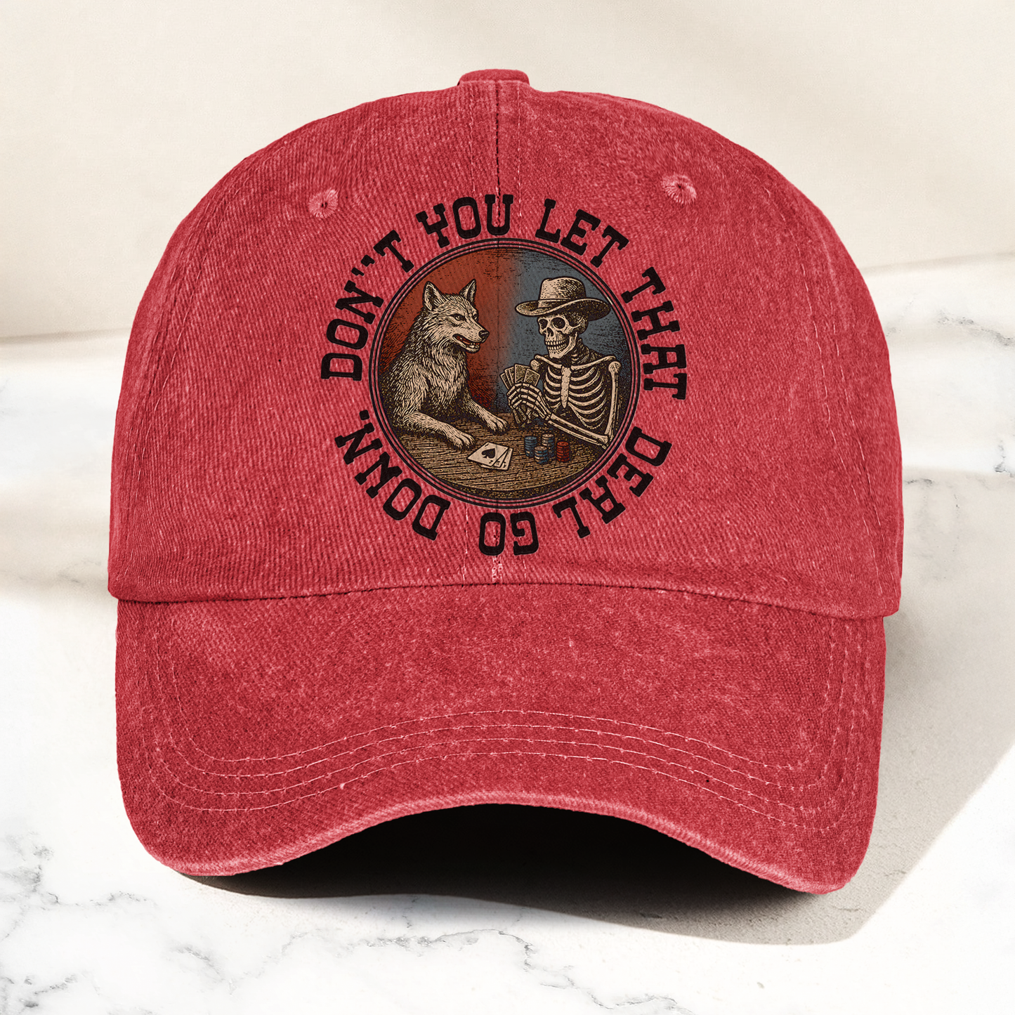 Grateful Dead Don't You Let That Deal Go Down Poker Skeleton Denim Cap – Retro Vintage Dad Cap Gift For Dad (With Box)