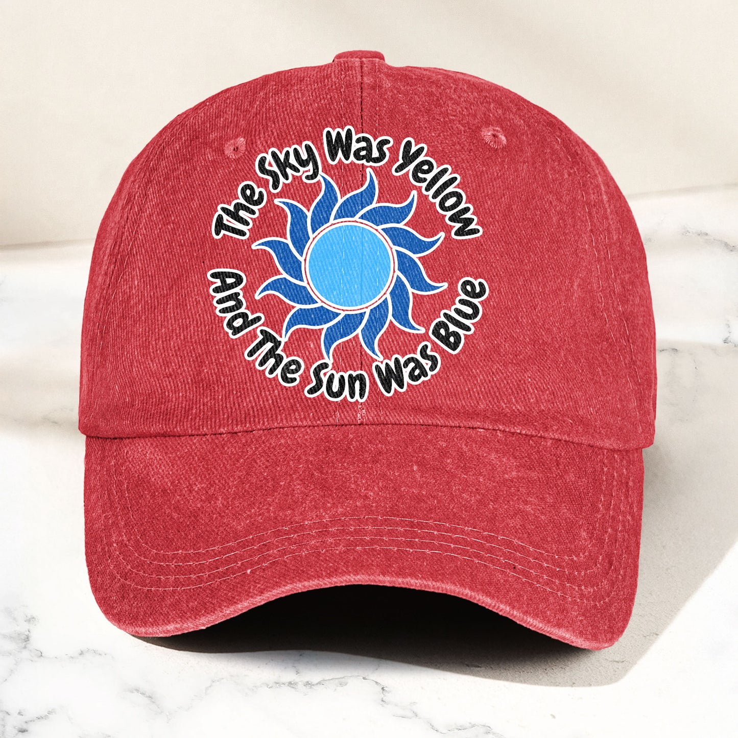 The Sky Was Yellow And The Sun Was Blue Denim Cap – Grateful Dead Tribute Merch Dad Hat (With Box)