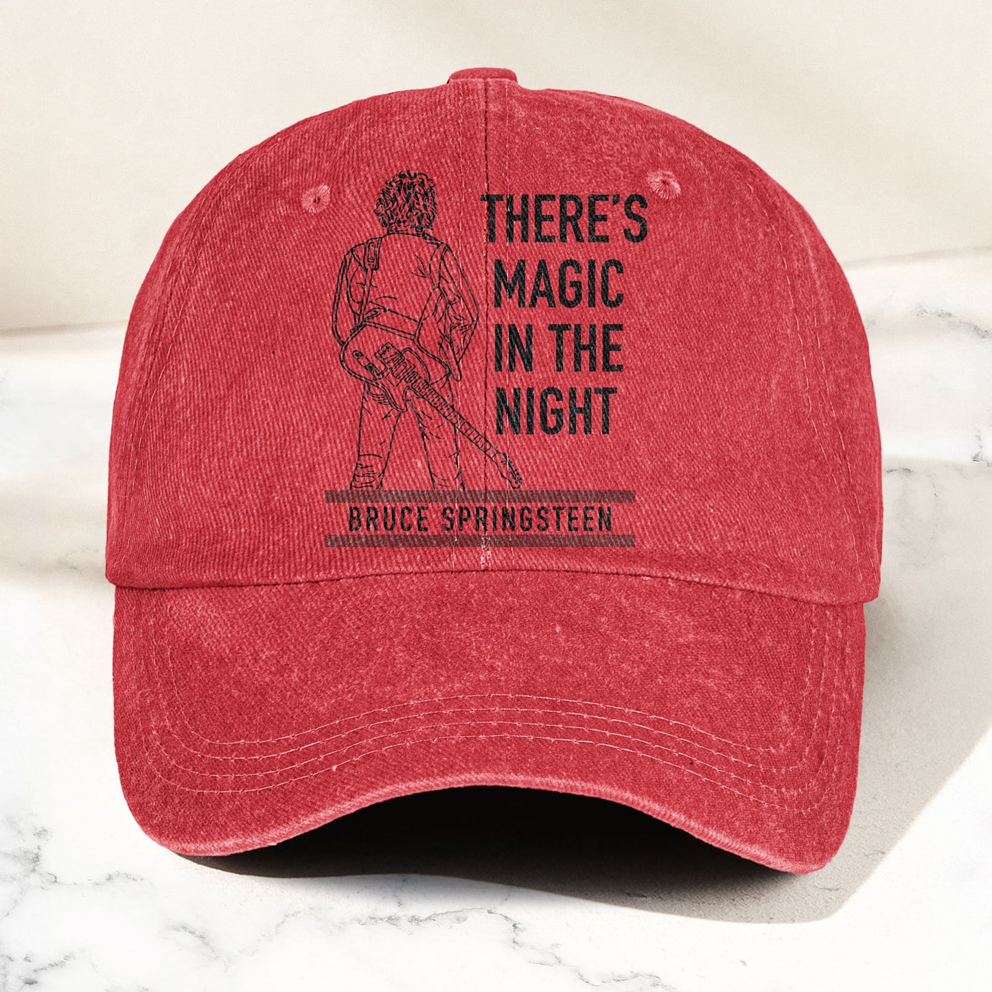 Bruce Springsteen Magic In The Night Black Version Denim Cap - Retro Vintage Dad Cap Gift For Dad (With Box)