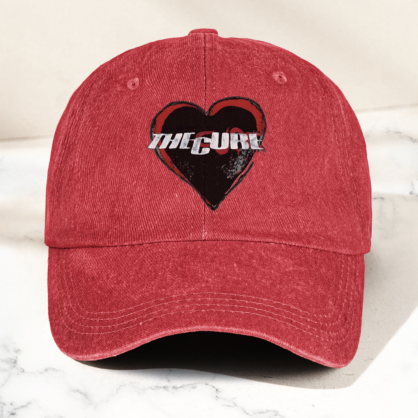 The Cure Heart Logo Denim Cap – Vintage The Cure Band Album Merch Gift for Dad (With Box)