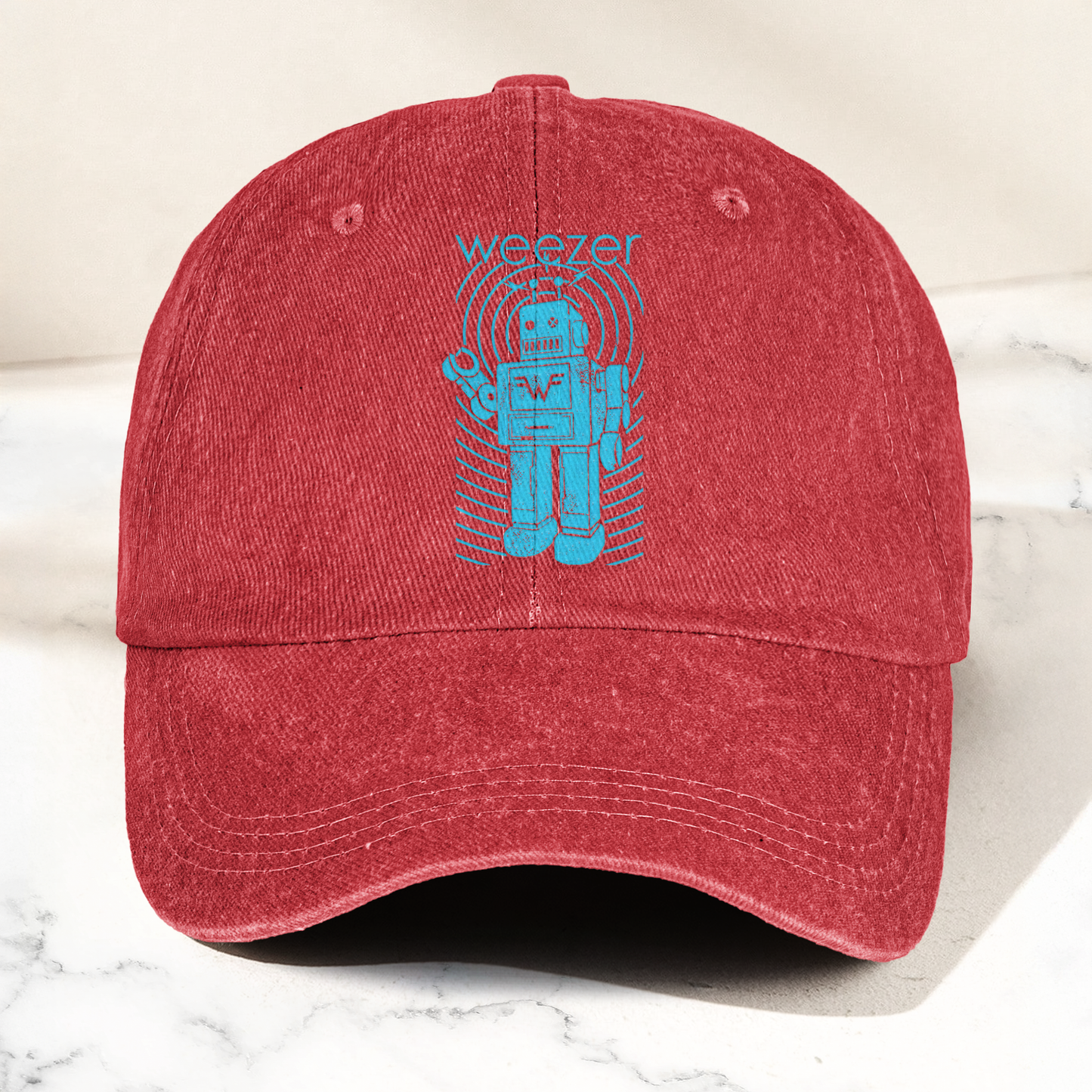 Weezer Rock Band Robot Logo Vintage Denim Cap – Retro  Weezer Band Cap Gift For Dad (With Box)