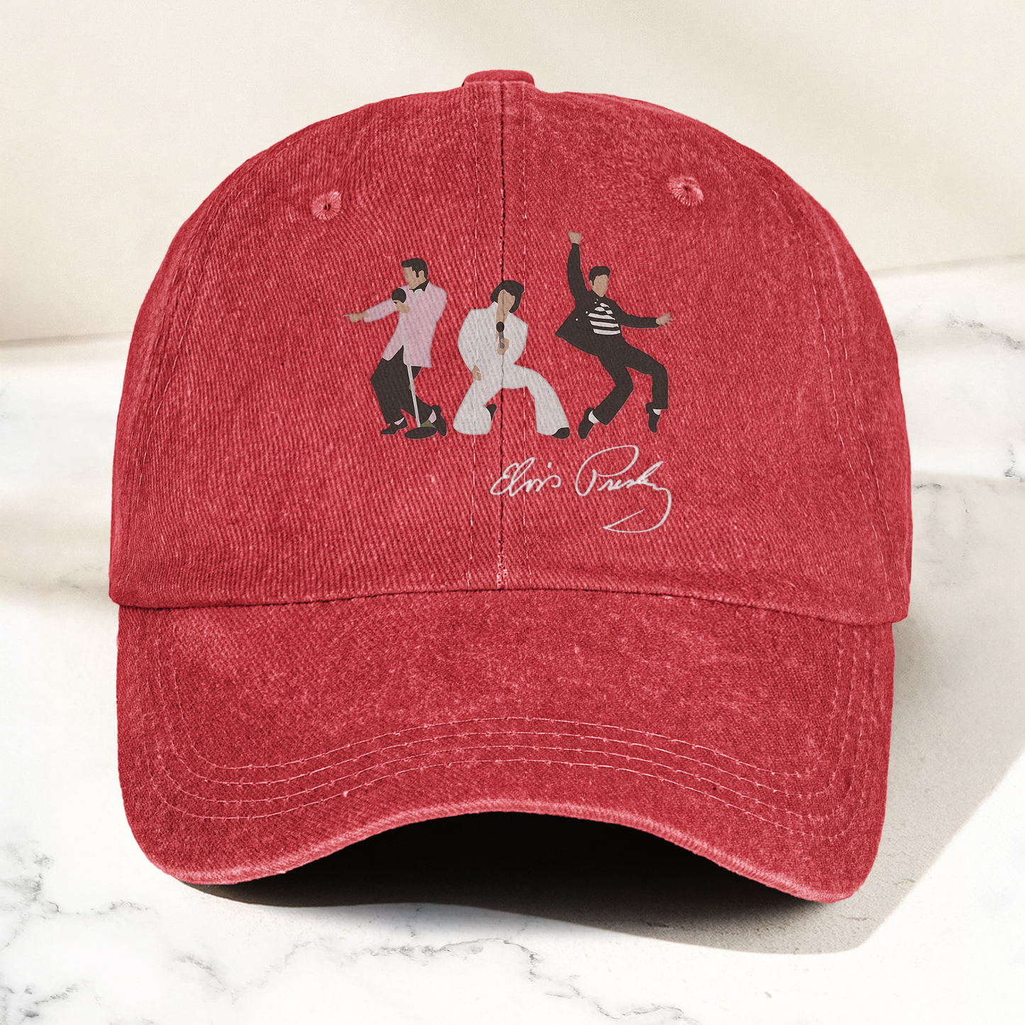 Elvis Presley With Sign Graphic Denim Cap – Vintage Elvis Presley Album Merch Gift for Dad (With Box)