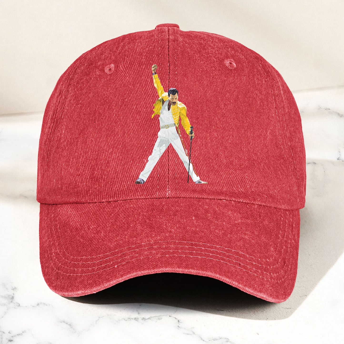 Vintage Freddie Mercury Denim Cap – Queen Band Tribute Merch Dad Hat (With Box)