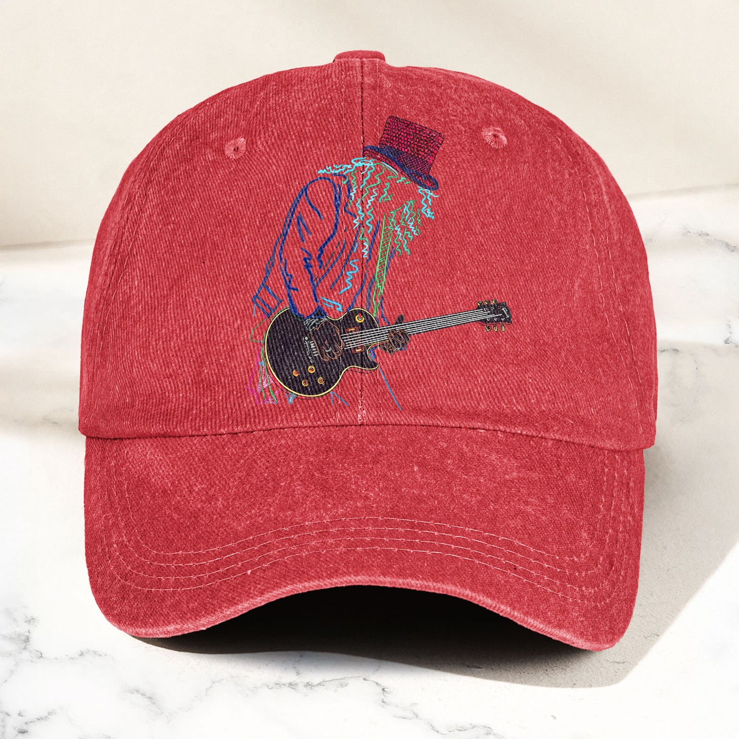 Guns N’ Roses Guitar Graphic Denim Cap – Retro Vintage Dad Cap Gift For Dad (With Box)