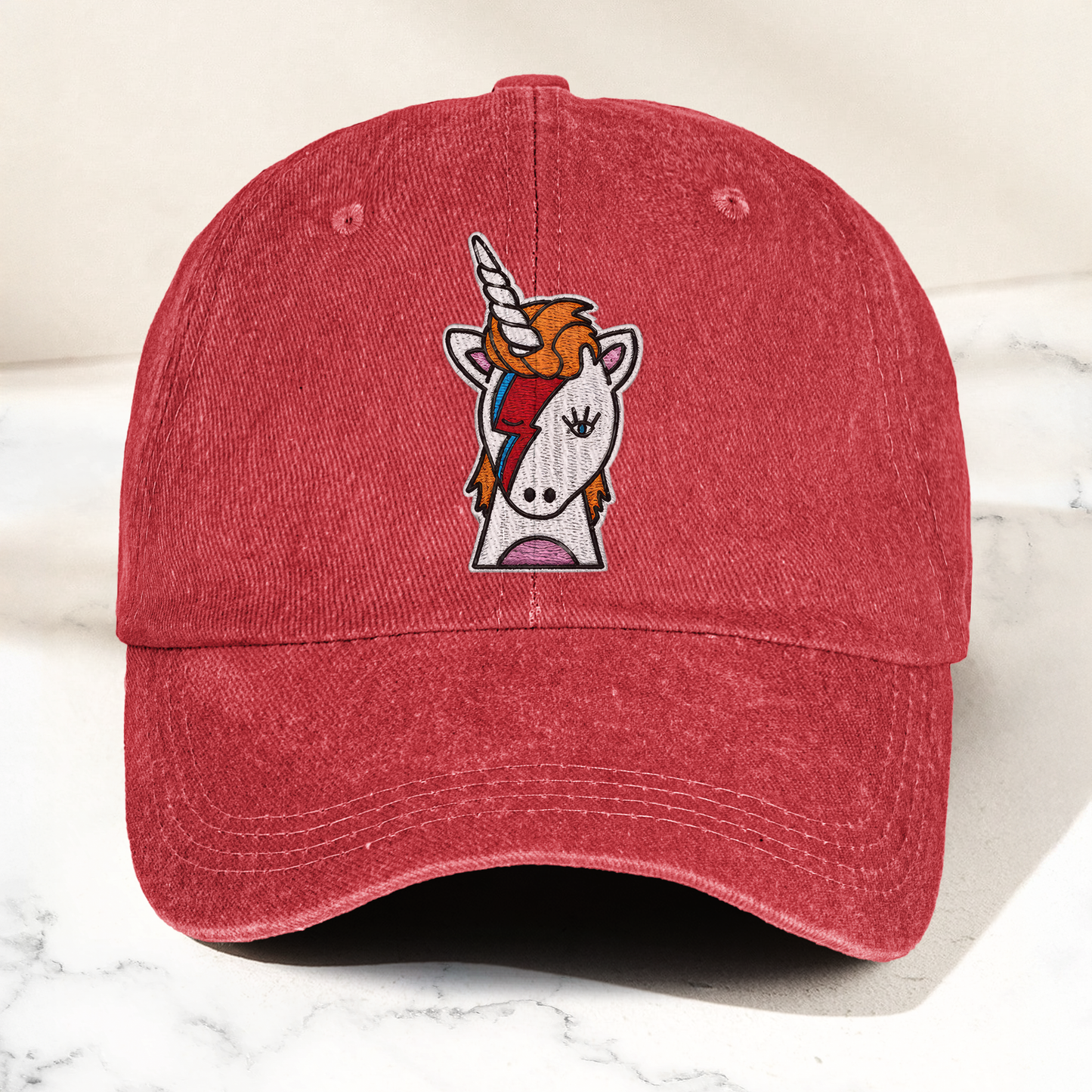 David Bowie Unicorn Lightning Bolt Denim Cap – Retro Music Fan Cap Gift For Dad (With Box)