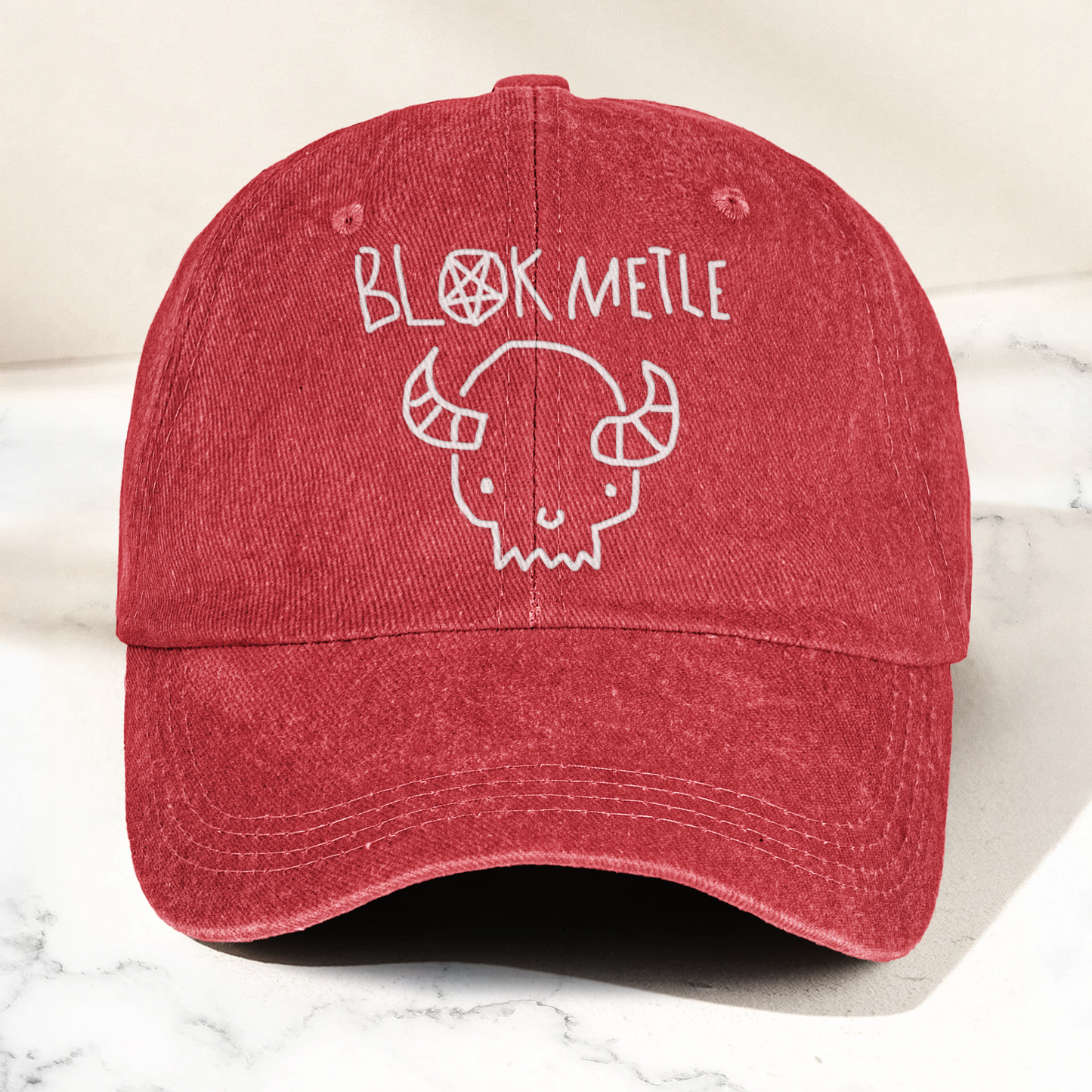 Death Metal Skull Blak Metle Denim Cap – Heavy Metal Emo Dad Cap Gift For Dad (With Box)