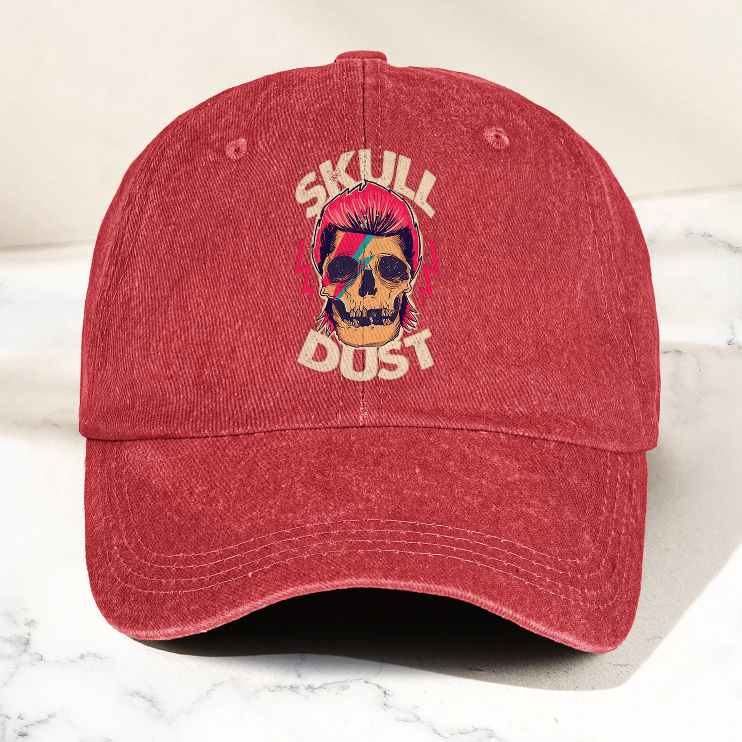 David Bowie Skull Ziggy Stardust Denim Cap – Retro Punk Rock Music Fan Cap Gift For Dad (With Box)