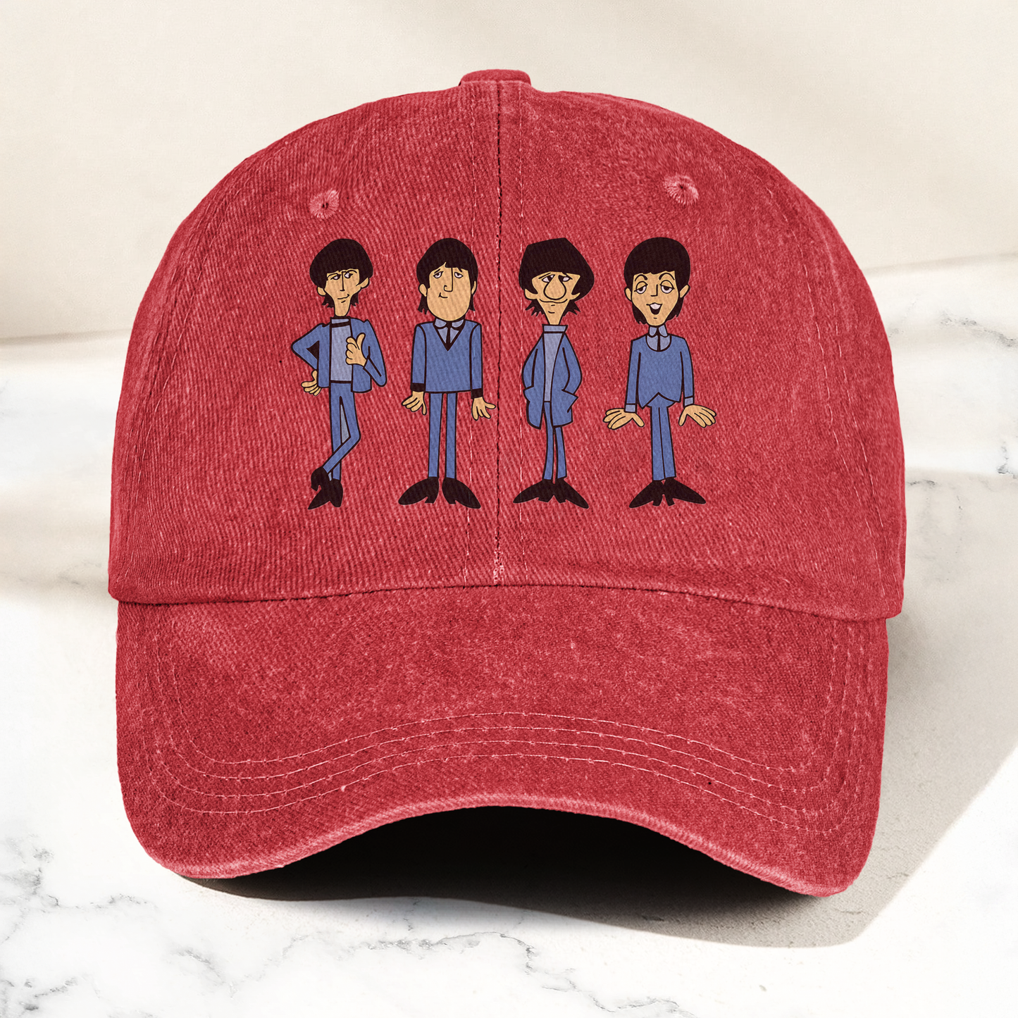 The Beatles Cartoon Series Denim Cap – Retro The Beatles Tribute Merch Dad Hat (With Box)