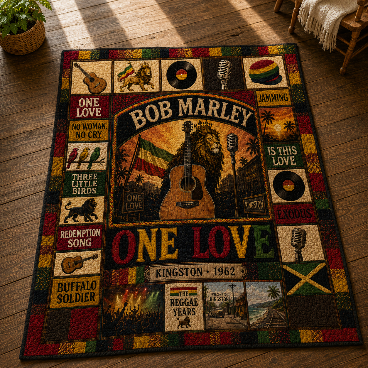 Bob Marley Quilt Blanket – One Love, Iconic Moment Inspired High Quality Quilt Blanket