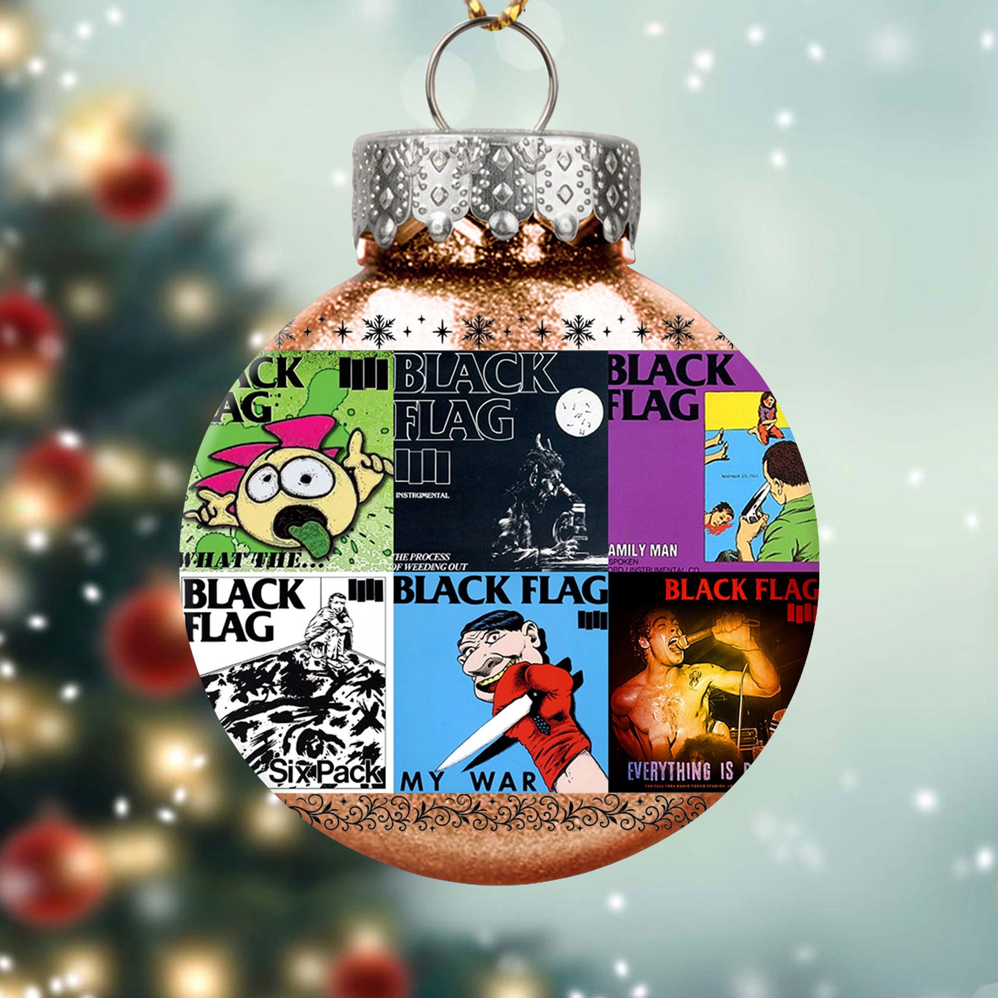 Black Flag Album Collage Ornament – Punk Rock Christmas Decoration