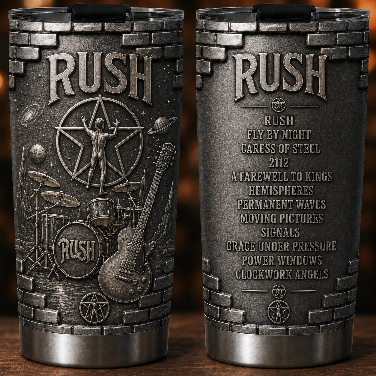 Rush Starman Insulated Tumbler - 3D Embossed Rock Music Travel Cup
