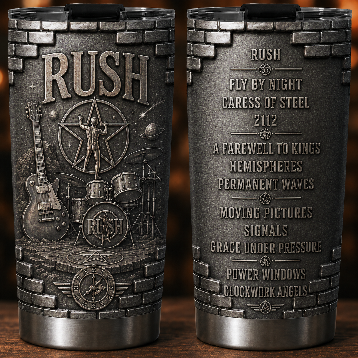Rush Band 3D Printed Stainless Steel Tumbler - Double Wall Vacuum Insulated Tumbler