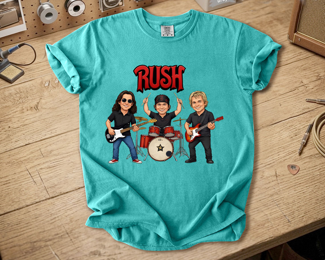 Rush Comfort Colors Tee – Geddy Lee Neil Peart Alex Lifeson Band Members Tribute Shirt