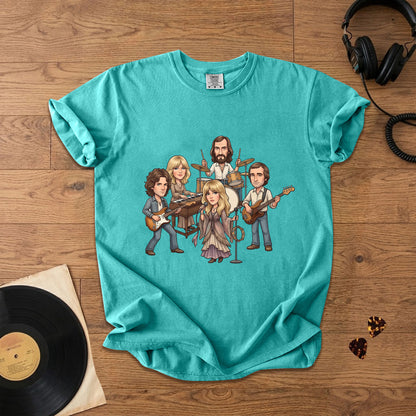 Fleetwood Mac Cartoon Band Graphic T-Shirt – Classic Rock Fan Tee