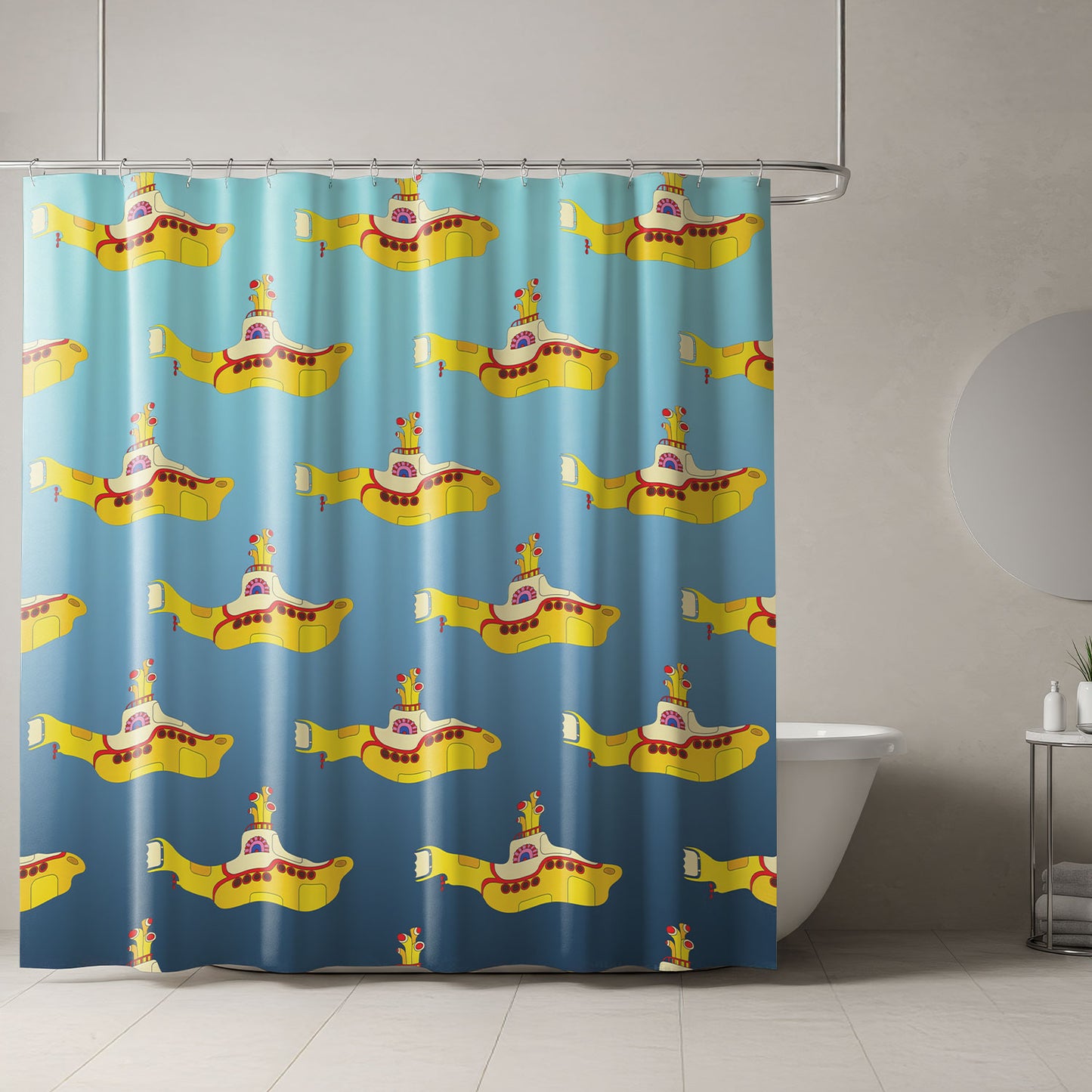 Yellow Submarine Nostalgia Shower Curtain – Retro Music-Inspired Bathroom Decor