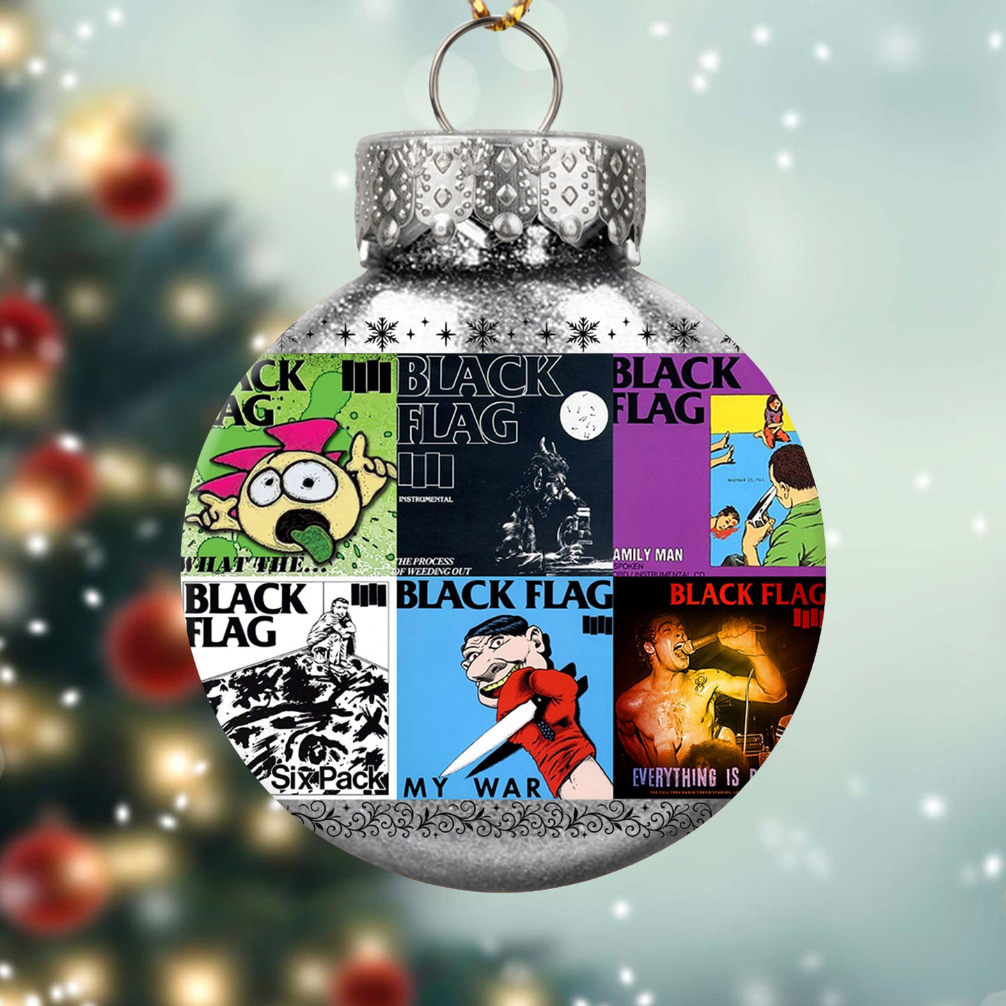 Black Flag Album Collage Ornament – Punk Rock Christmas Decoration