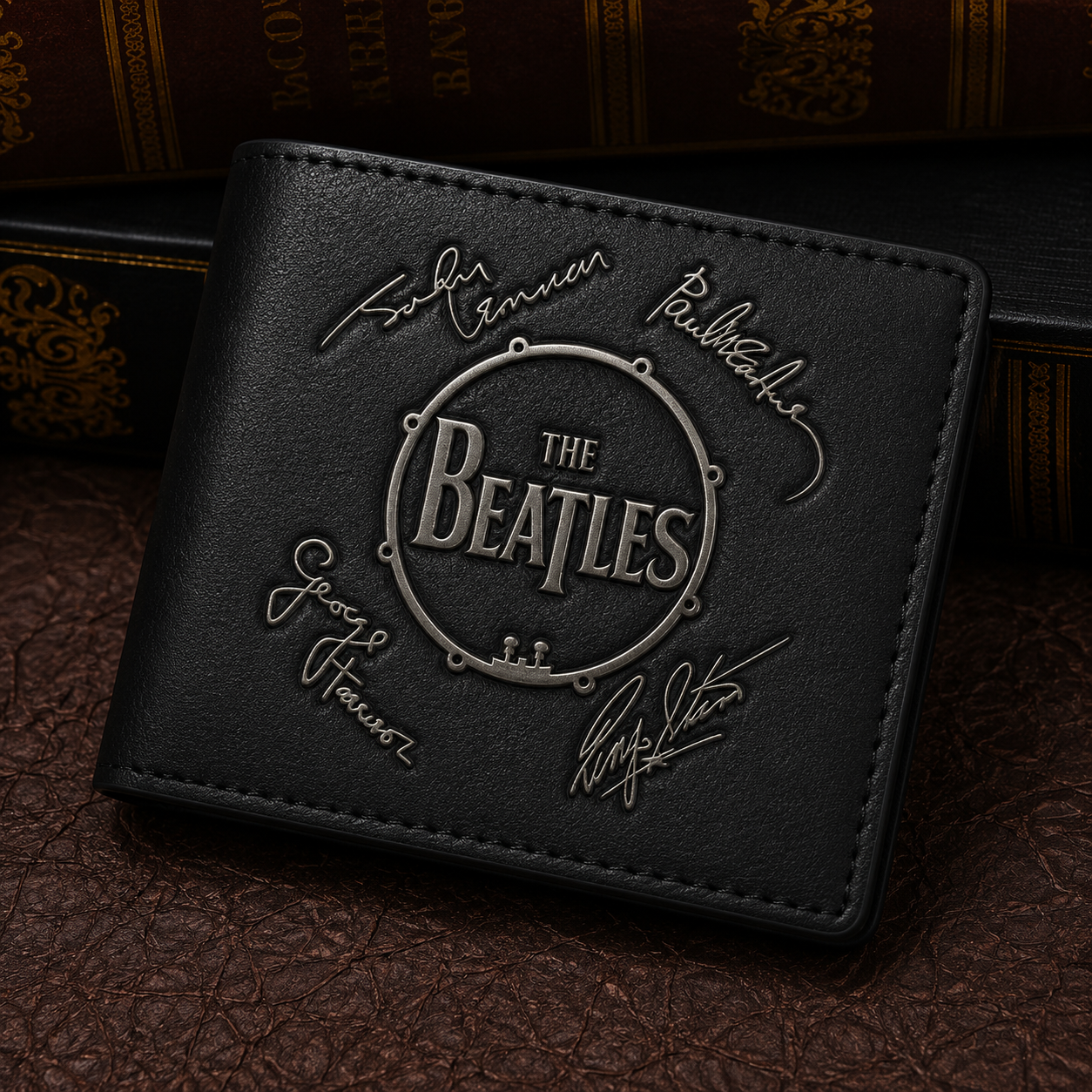 The Beatles Signature Wallet – Vintage Style Leather Wallet for Fans (With Box)