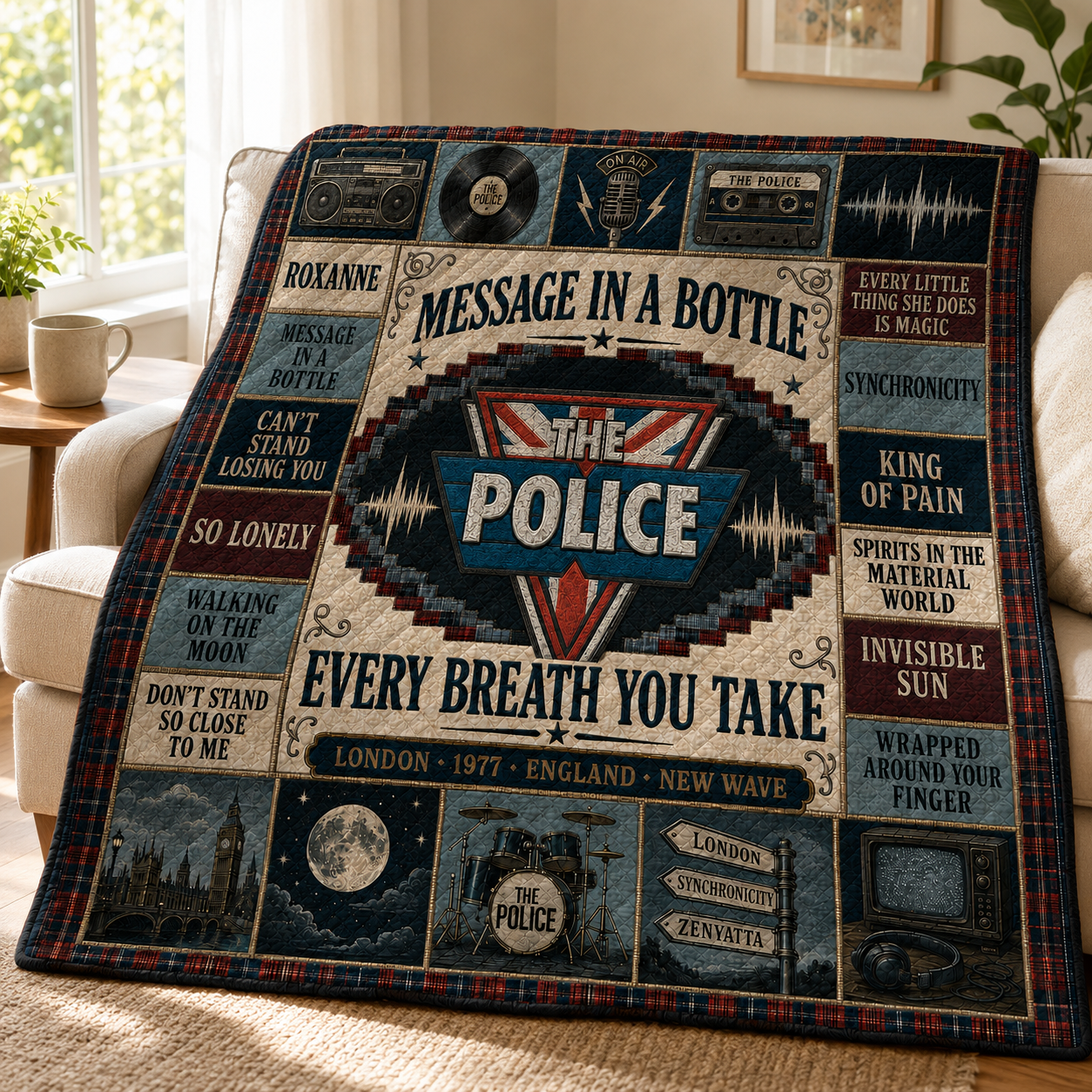 The Police Message In A Bottle Quilt Blanket – London 1977 British Rock High Quality Blanket