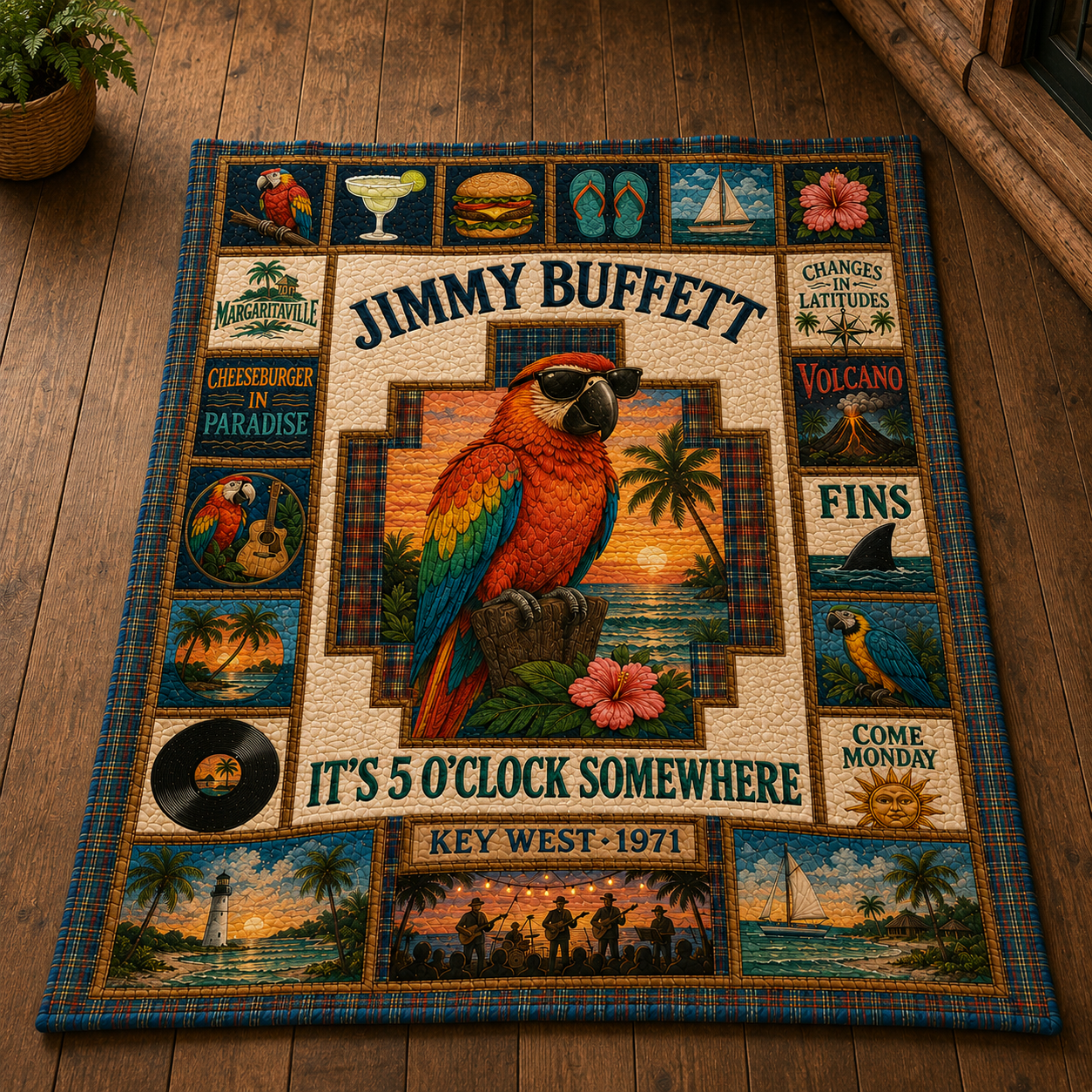 Jimmy Buffett Quilt Blanket – Parrot Inspired High Quality Quilt Blanket