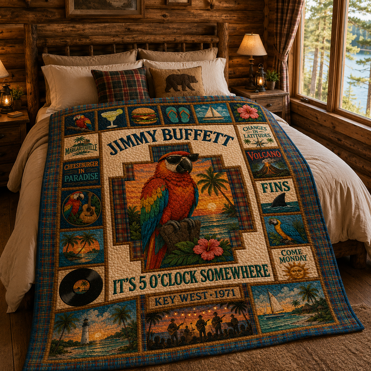 Jimmy Buffett Quilt Blanket – Parrot Inspired High Quality Quilt Blanket
