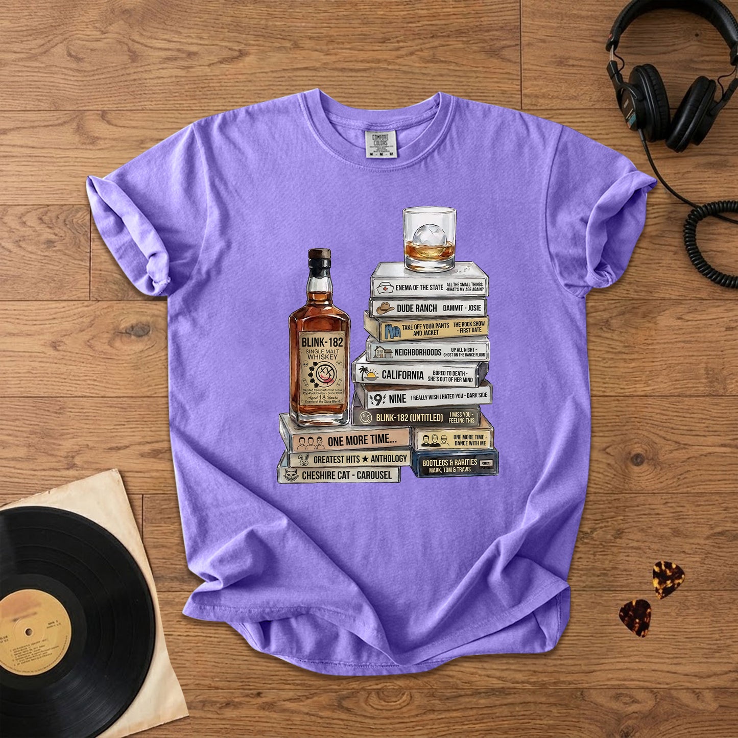 Blink-182 Cassette Album Collection T-Shirt – Retro Rock Music Blink-182 Merch Tee