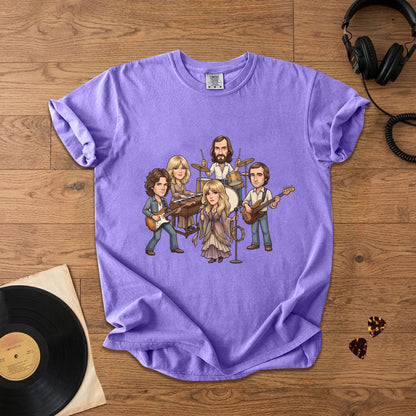 Fleetwood Mac Cartoon Band Graphic T-Shirt – Classic Rock Fan Tee