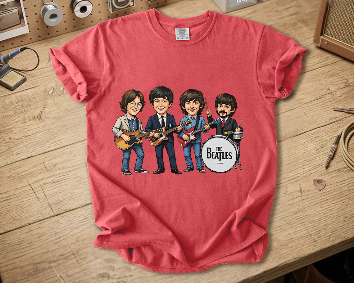 The Beatles Band Members Comfort Colors Tee – John Lennon Paul McCartney George Harrison Ringo Starr Classic Rock Tribute Shirt