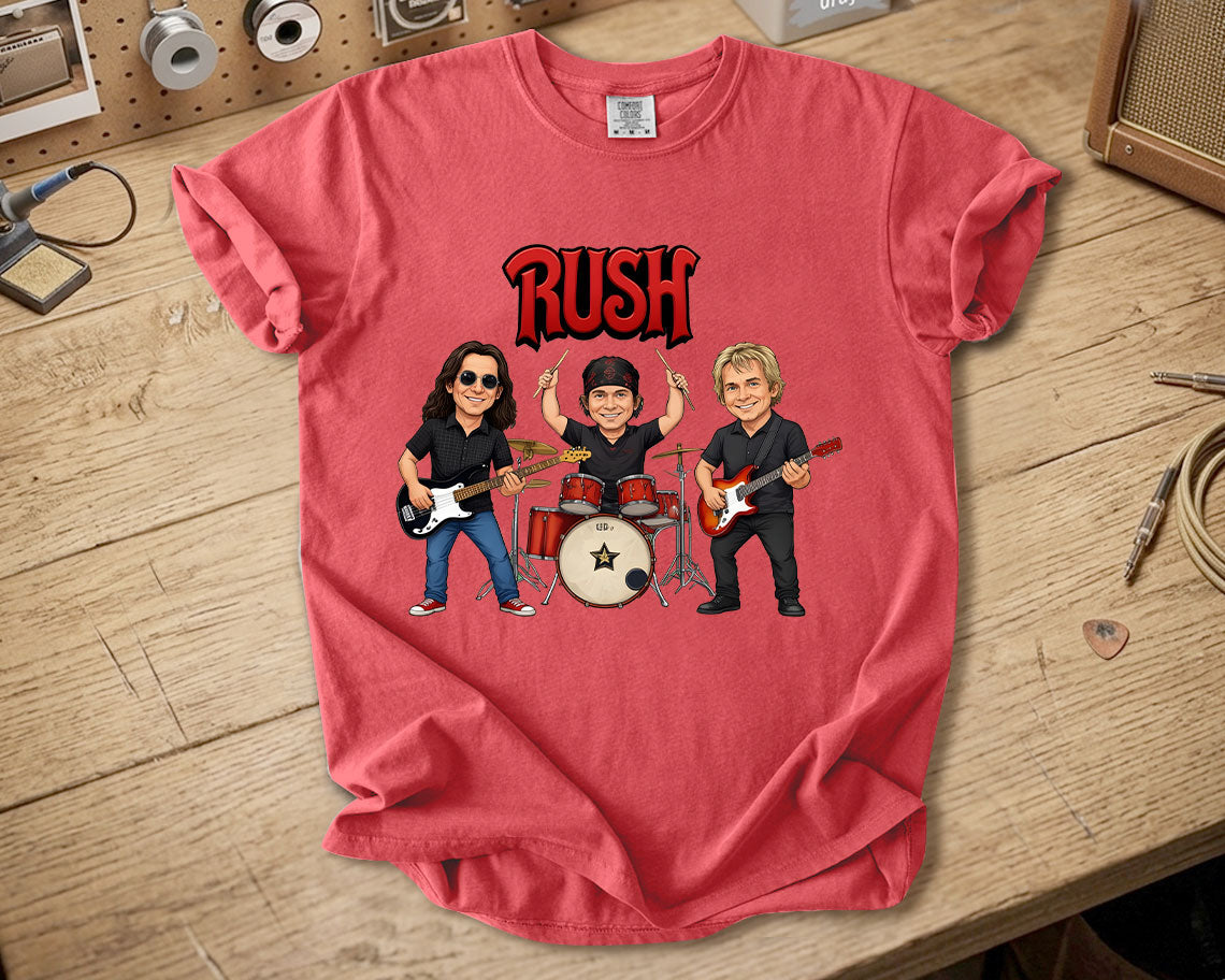 Rush Comfort Colors Tee – Geddy Lee Neil Peart Alex Lifeson Band Members Tribute Shirt